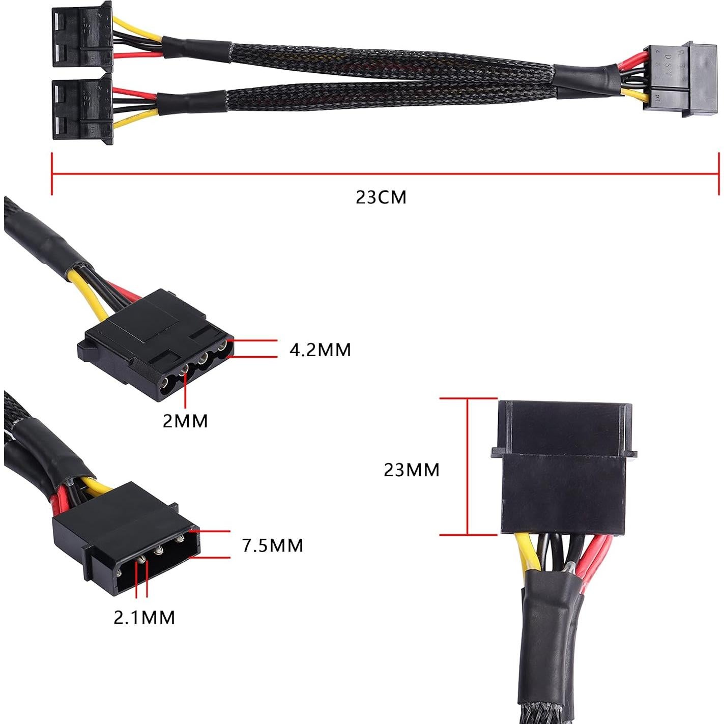 Adaptador Divisor Y 4 Pines IDE Yingtuyou 23cm - 2 Pcs