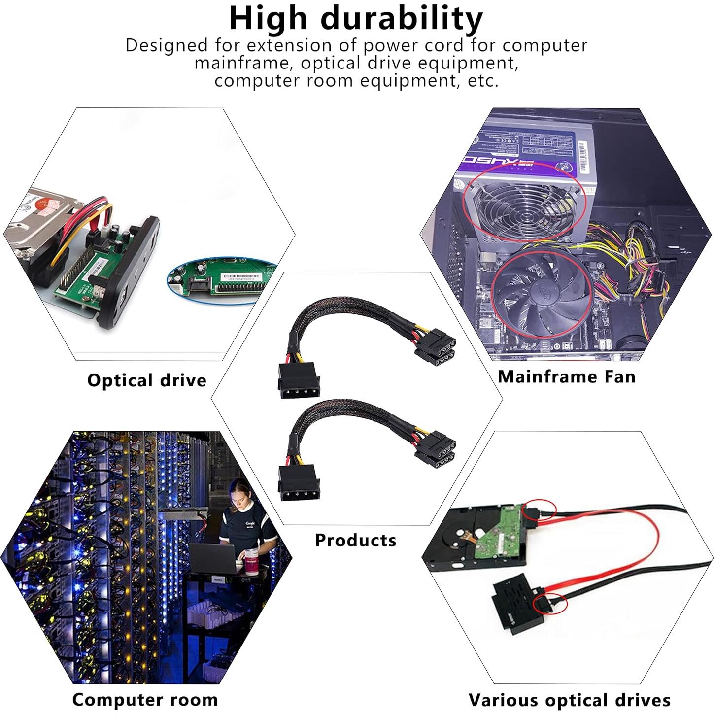 Adaptador Divisor Y 4 Pines IDE Yingtuyou 23cm - 2 Pcs