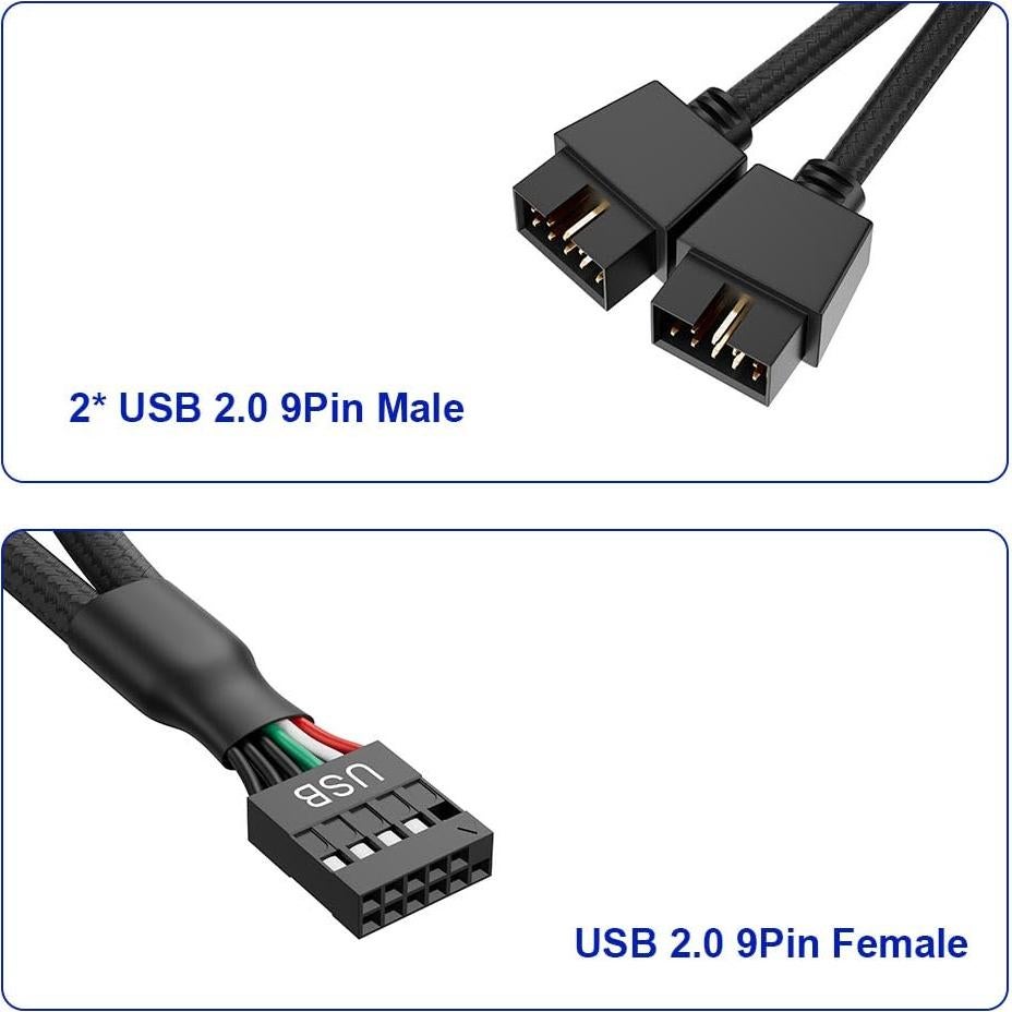 Cable divisor USB 2.0 9 pines SSSUWP a 2 x 9 pines 16cm