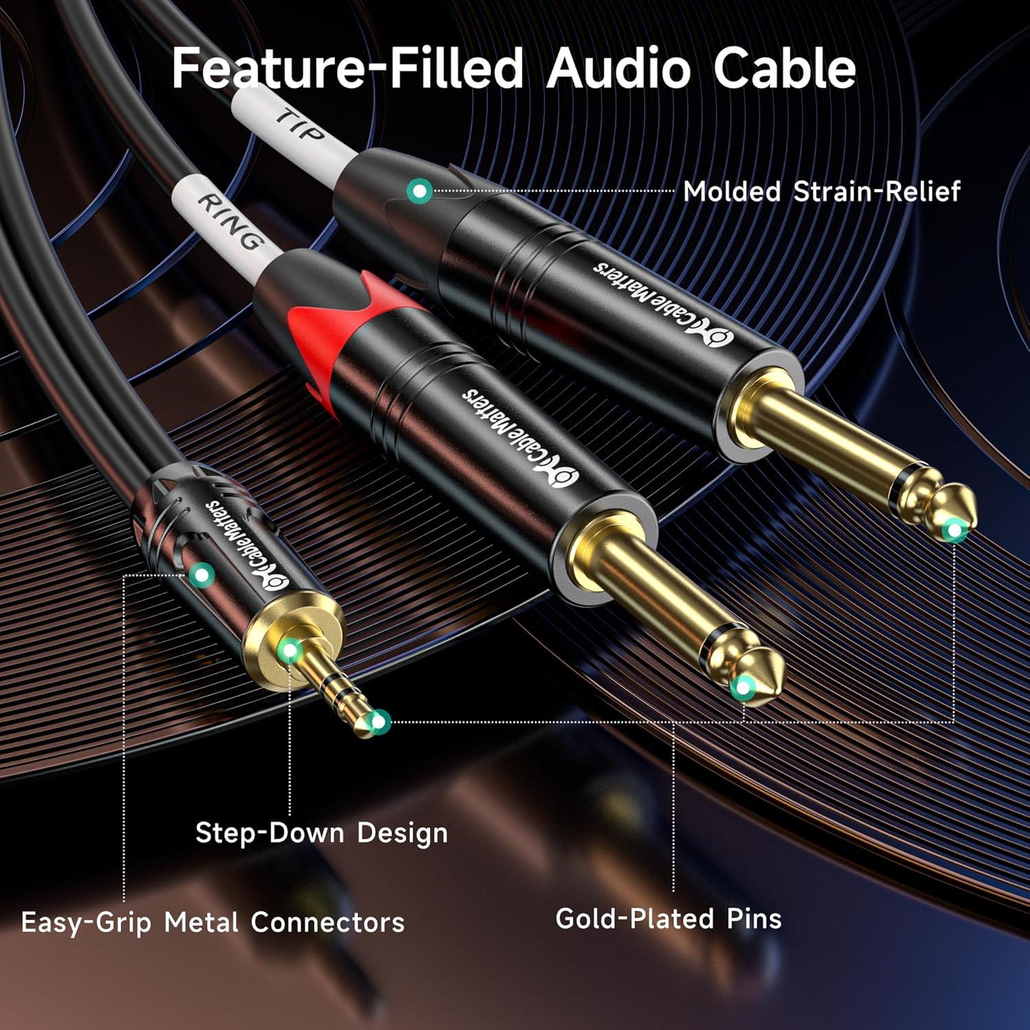 Cable AUX 3.5mm TRS a Doble 6.35mm TS Cable 0.91m Cable Matters