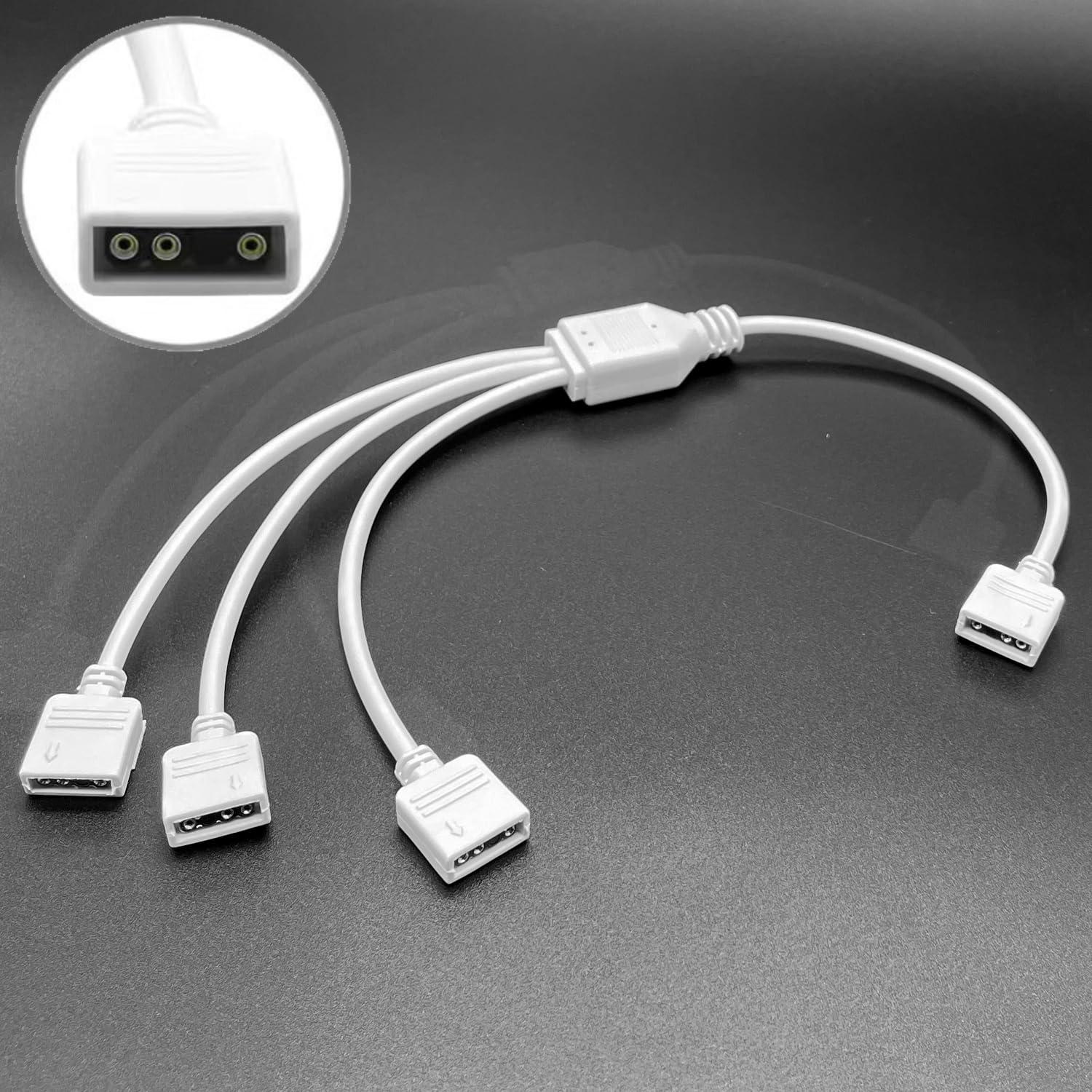 Cables Divisor ARGB 5V 3-Pin 1-a-3 Jstincal 30 cm Blancos