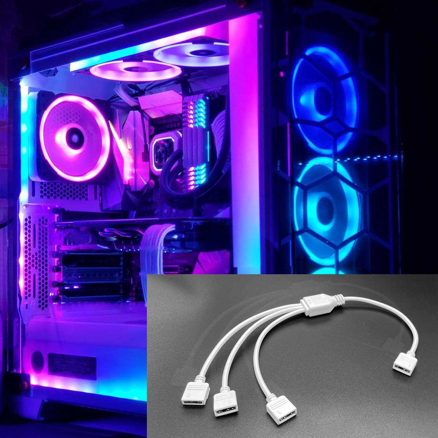 Cables Divisor ARGB 5V 3-Pin 1-a-3 Jstincal 30 cm Blancos