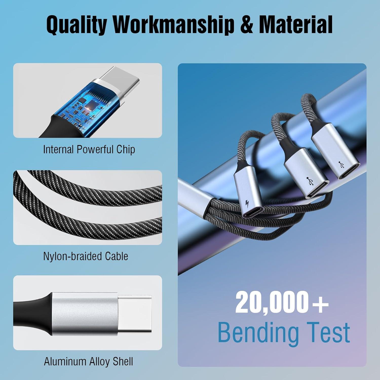 Adaptador Divisor USB C TiMOVO 3 en 1 Carga y Datos