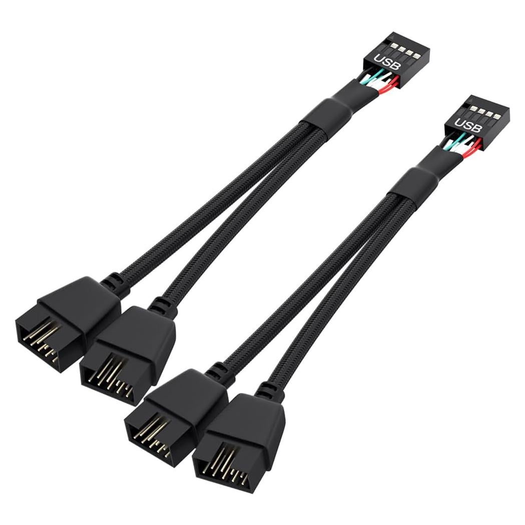 Divisor USB 2.0 OwlTree 9 Pines Doble Extensión 16 cm Negro