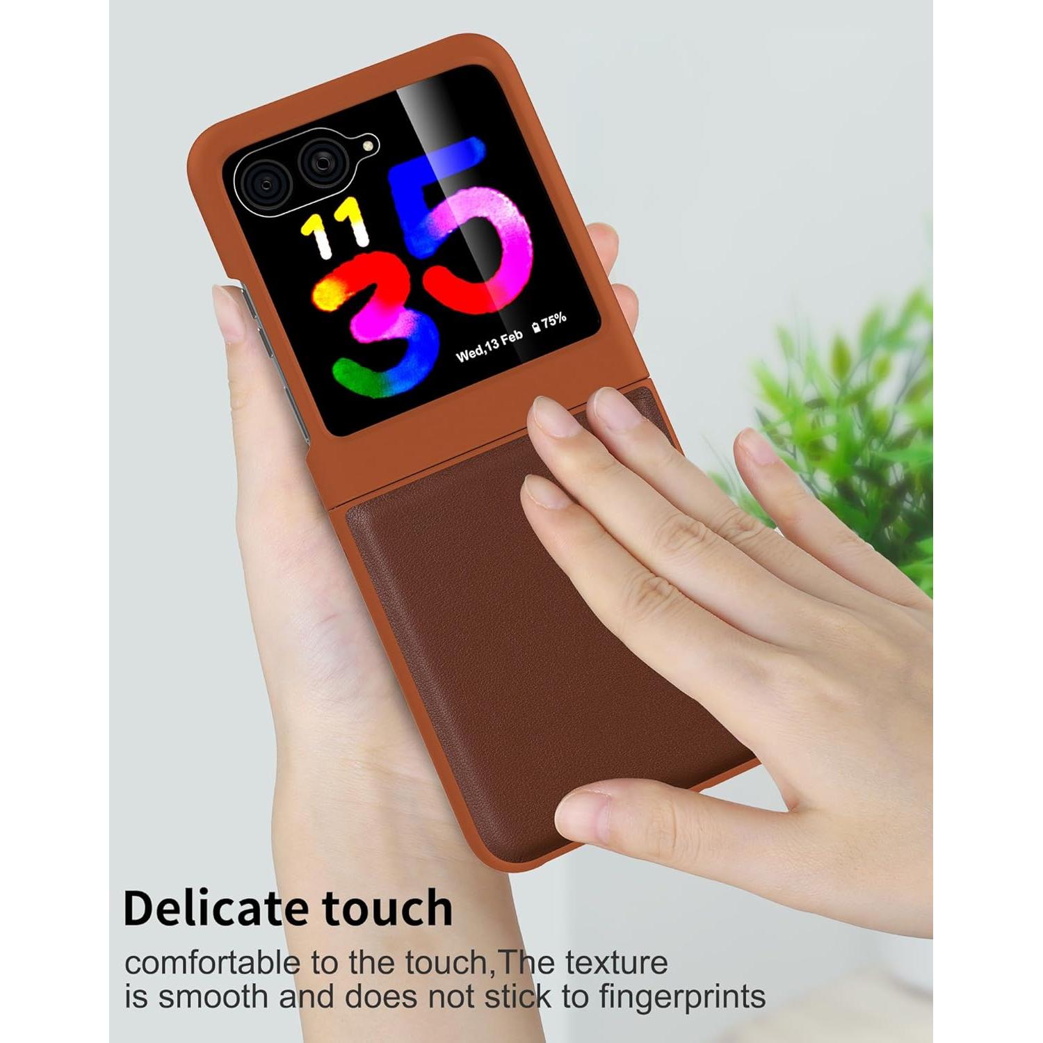 Funda de Cuero Eastcoo para Motorola Razr Plus 2023 - Marrón