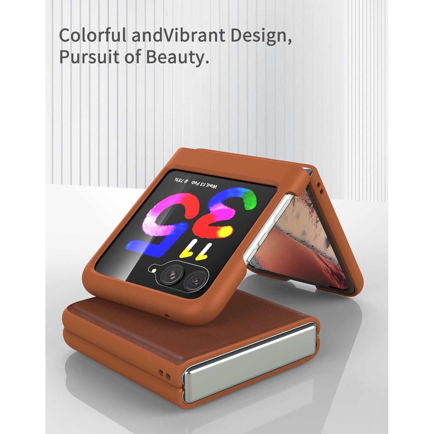 Funda de Cuero Eastcoo para Motorola Razr Plus 2023 - Marrón