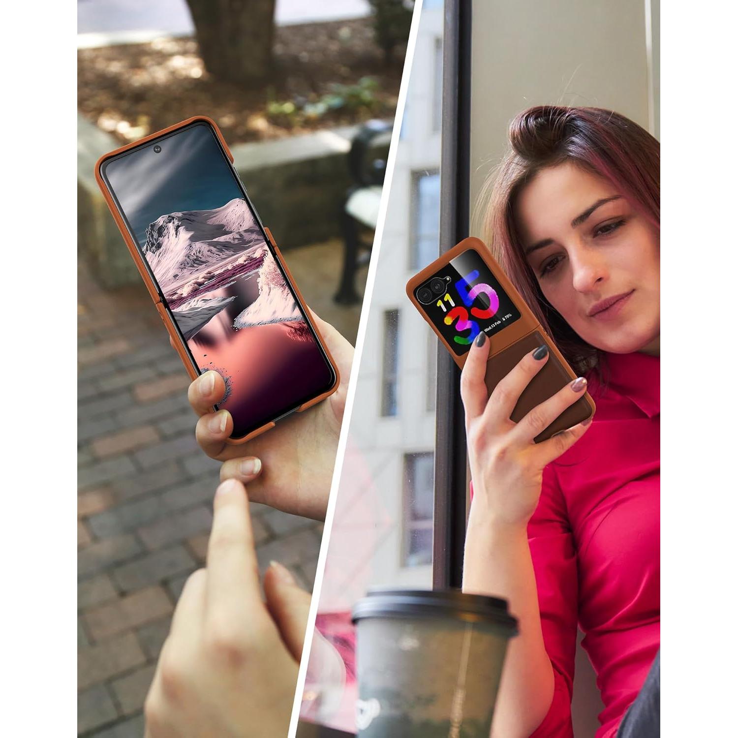 Funda de Cuero Eastcoo para Motorola Razr Plus 2023 - Marrón