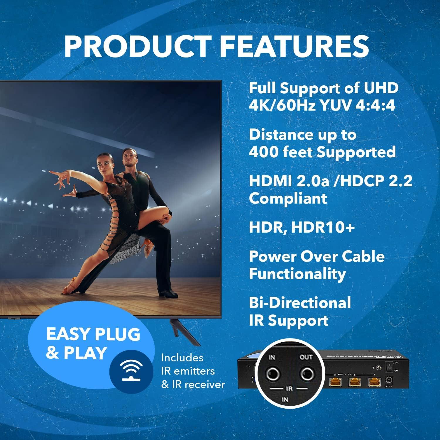 Extensor Divisor HDMI OREI UHD14-EXB400-K 4K hasta 122m