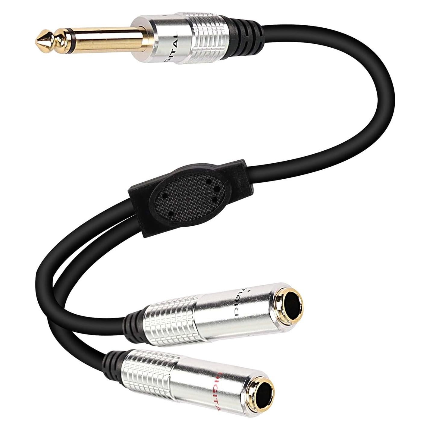 Cable Divisor de Audio Y 6.35mm TS Macho a Doble Hembra 0.5M
