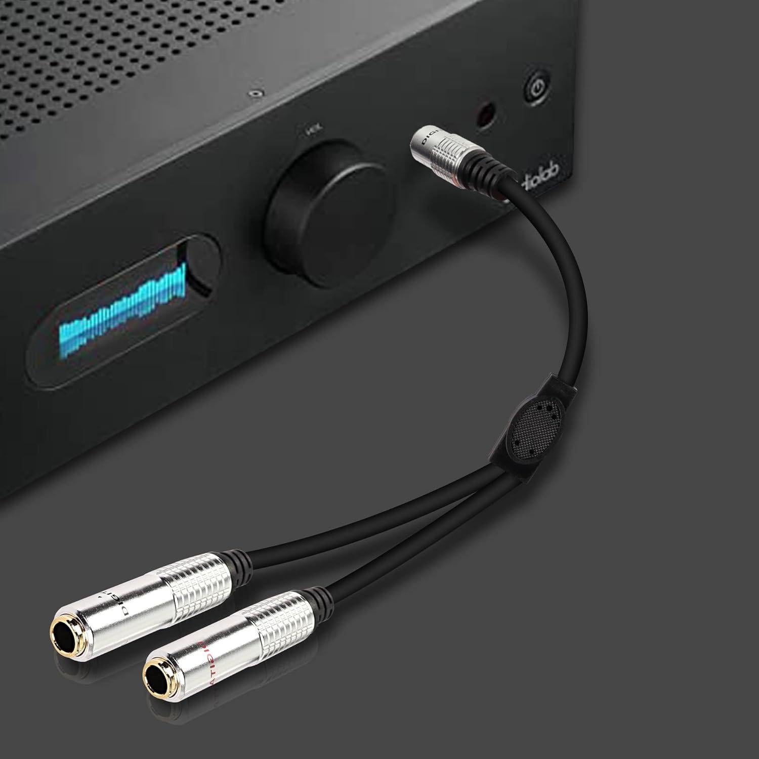 Cable Divisor de Audio Y 6.35mm TS Macho a Doble Hembra 0.5M