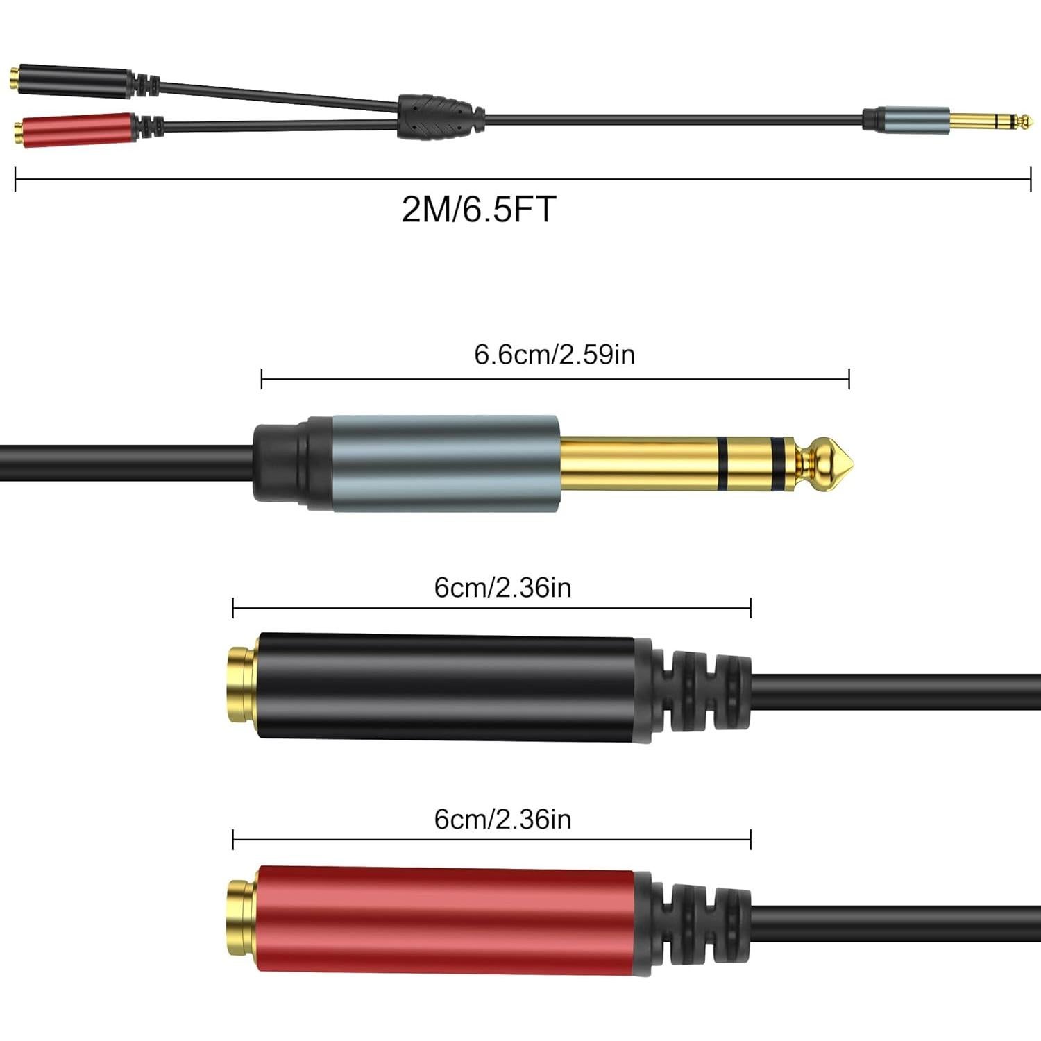 Cable divisor estéreo TRS 1/4" Y 2 hembra 2M Yingtuyou