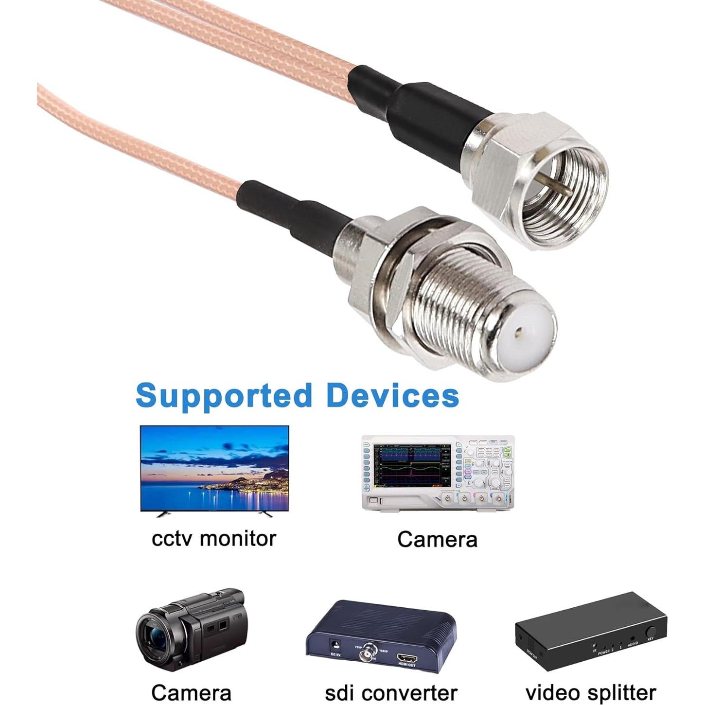 Divisor Coaxial F MeiriYfa RG316 50 Ohm 18cm Doble Hembra