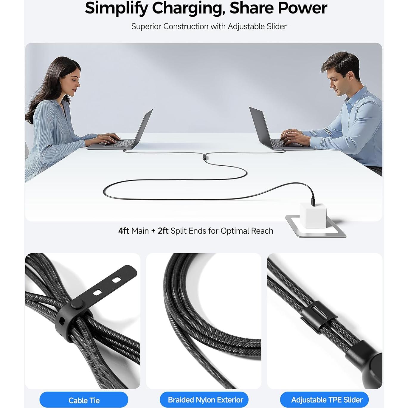 Cable USB C trenzado 1.83m Cable Matters 140W carga y datos