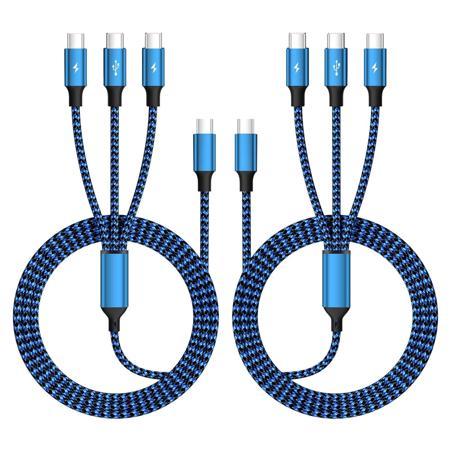 Cable Divisor USB C 3 en 1 Firsting 5FT Carga Rápida Azul