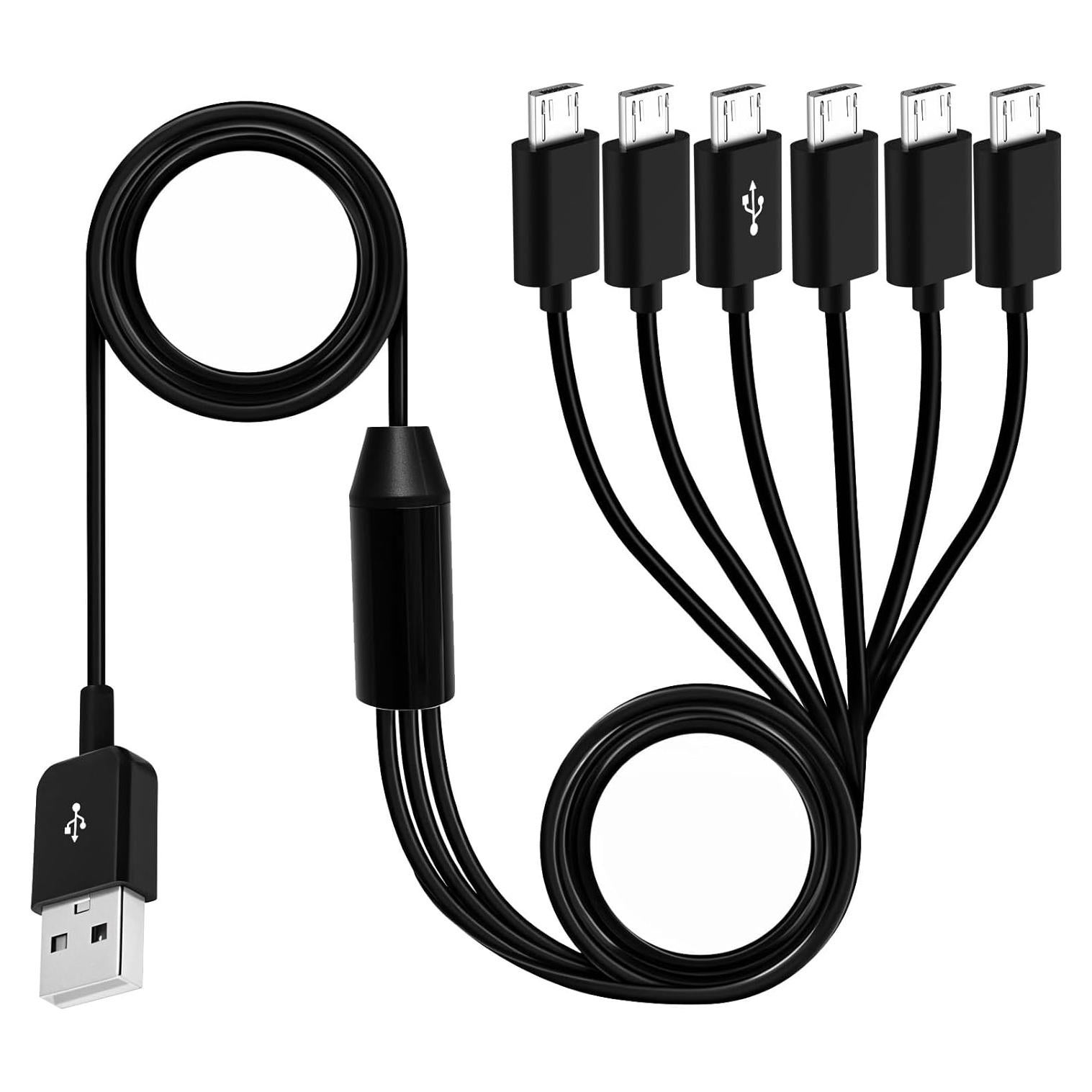Cable Divisor Micro USB Herfair 1.5m 6-en-1 Carga y Datos
