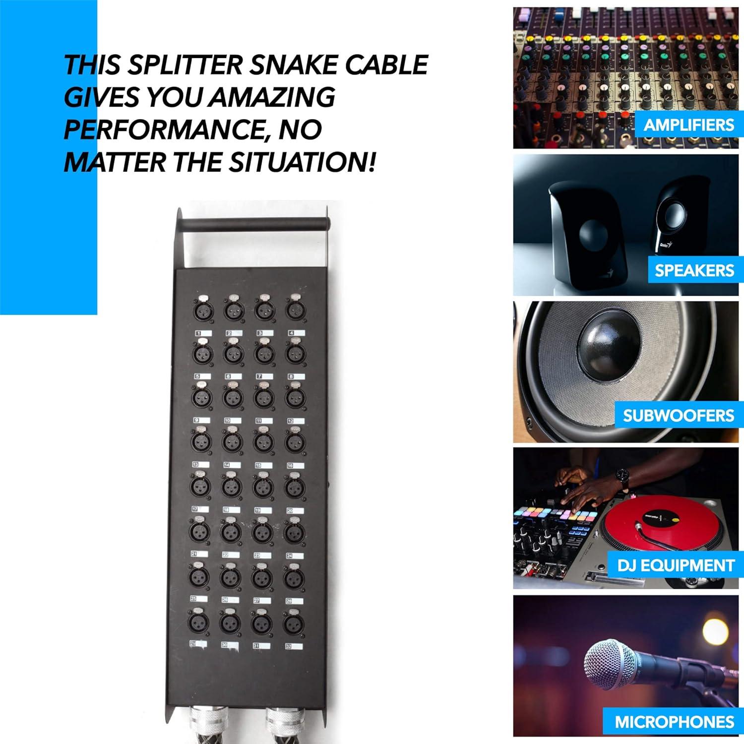 Cable Divisor 32 Canales XLR Seismic Audio 2 Troncos 4.57 m