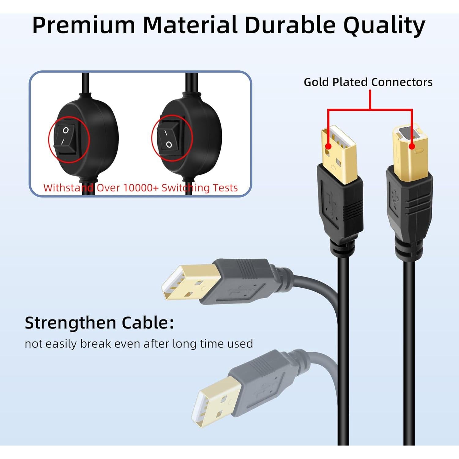 Divisor de Cable de Impresora USB B GELRHONR 4.5M con Interruptor