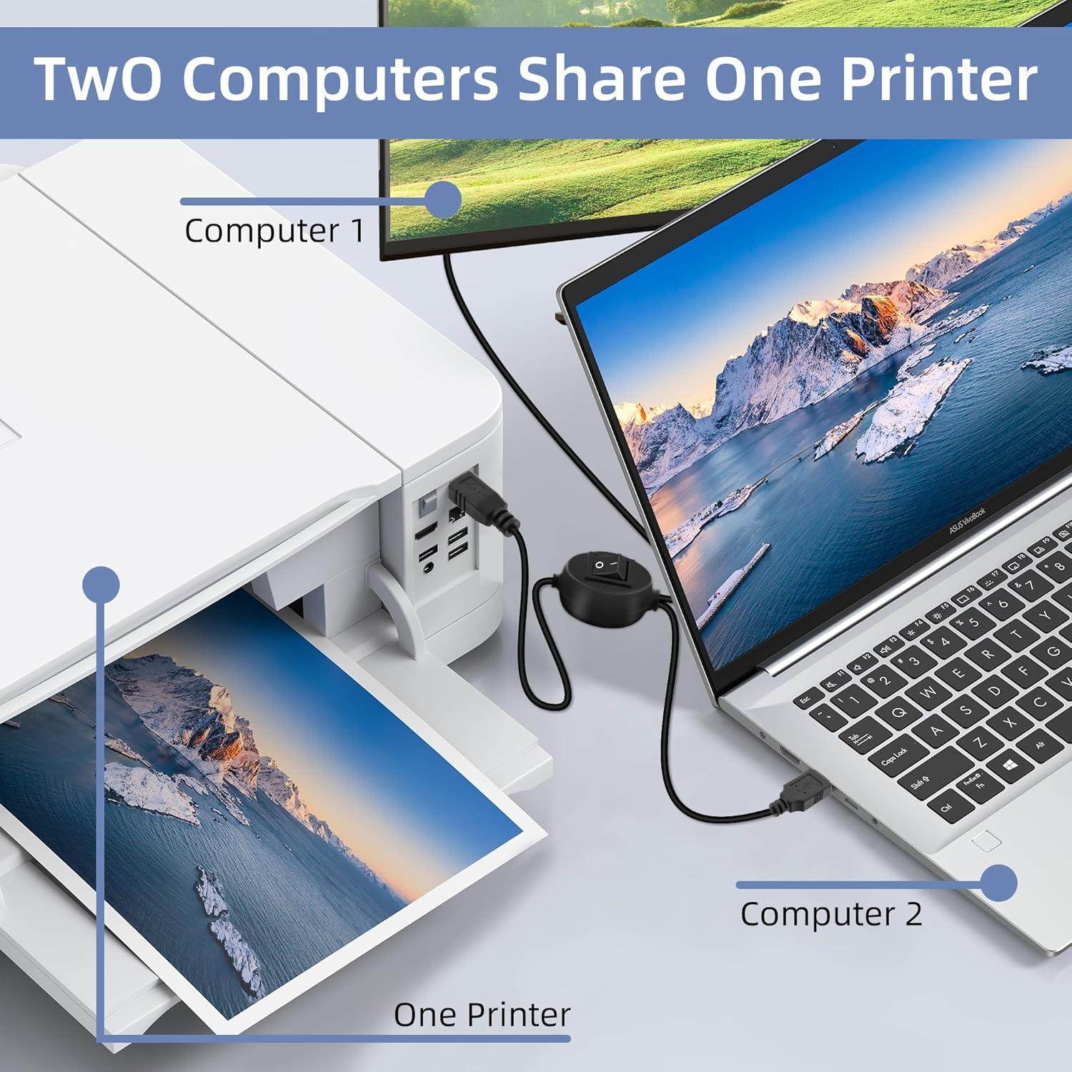 Divisor de Cable de Impresora USB B GELRHONR 4.5M con Interruptor