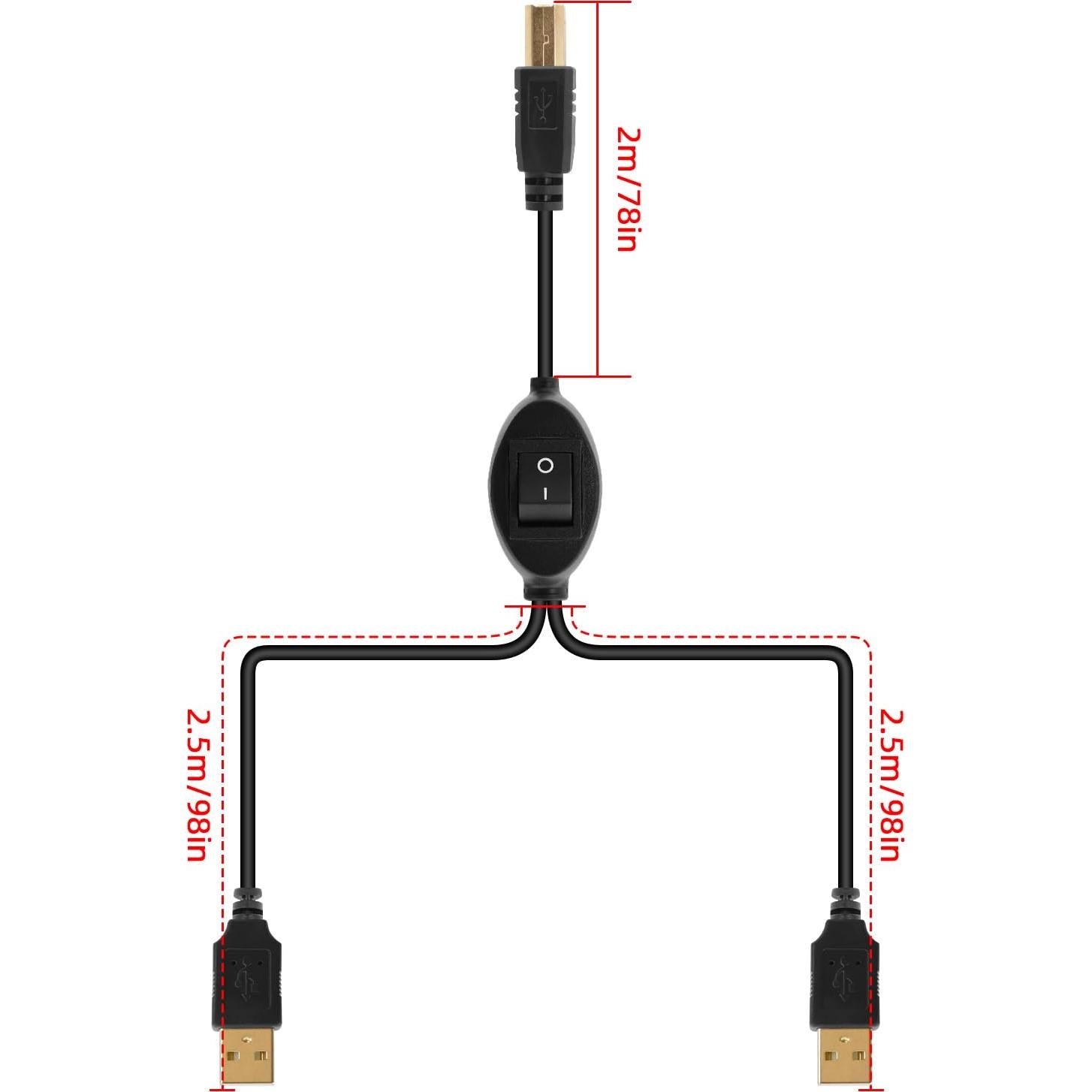 Cable Divisor USB 2 en 1 RIIEYOCA 4.5M con Interruptor