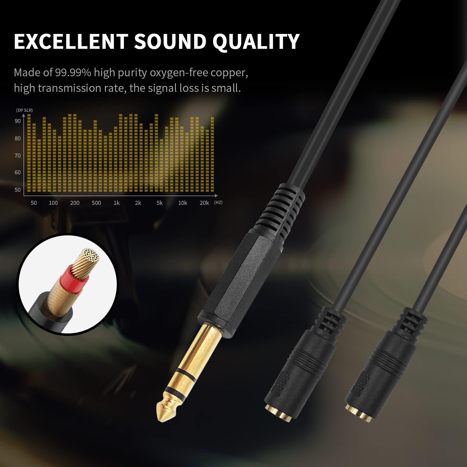 Adaptador Estéreo Poyiccot 1/4 a 3.5mm 20cm TRS