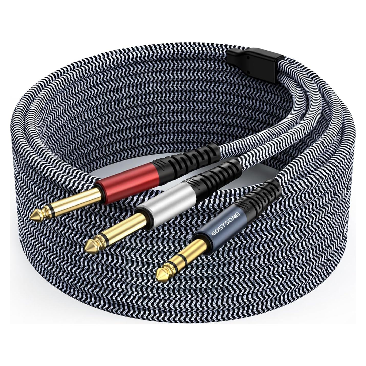 Cable de Audio GOSYSONG 1.83m 1/4 Estéreo a Doble 1/4 Mono