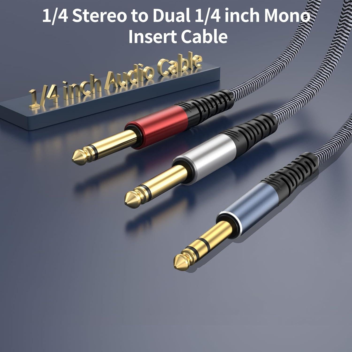 Cable de Audio GOSYSONG 1.83m 1/4 Estéreo a Doble 1/4 Mono