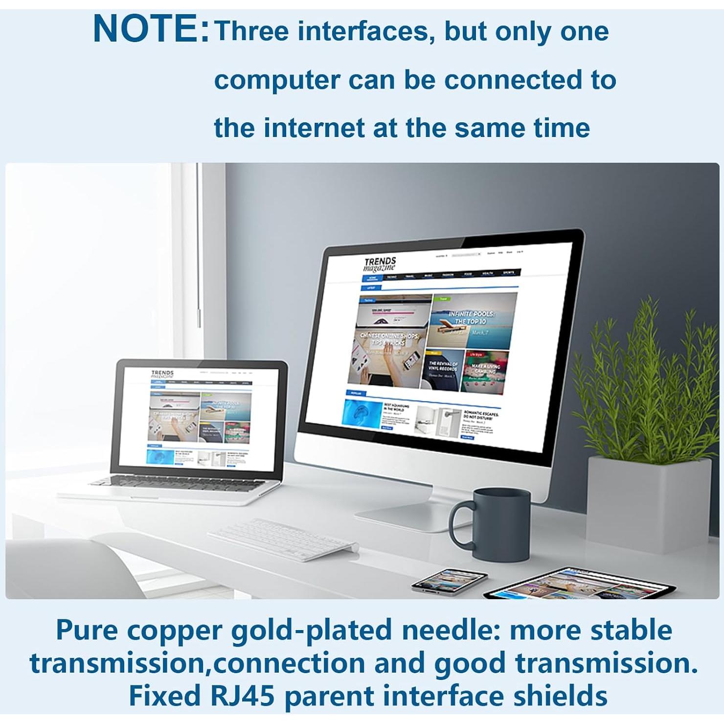 Divisor Ethernet RJ45 1 a 3 esbeecables MBIES21