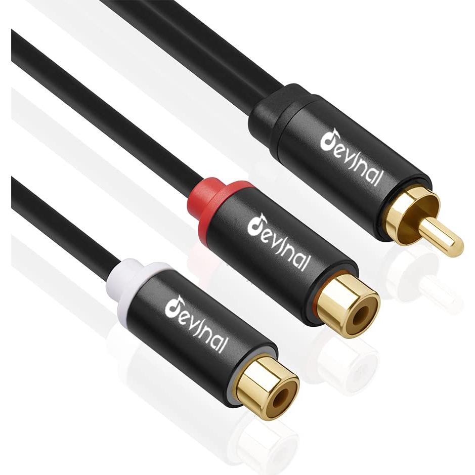 Divisor RCA Devinal 1 Macho a 2 Hembras 10 pulgadas Baño de Oro