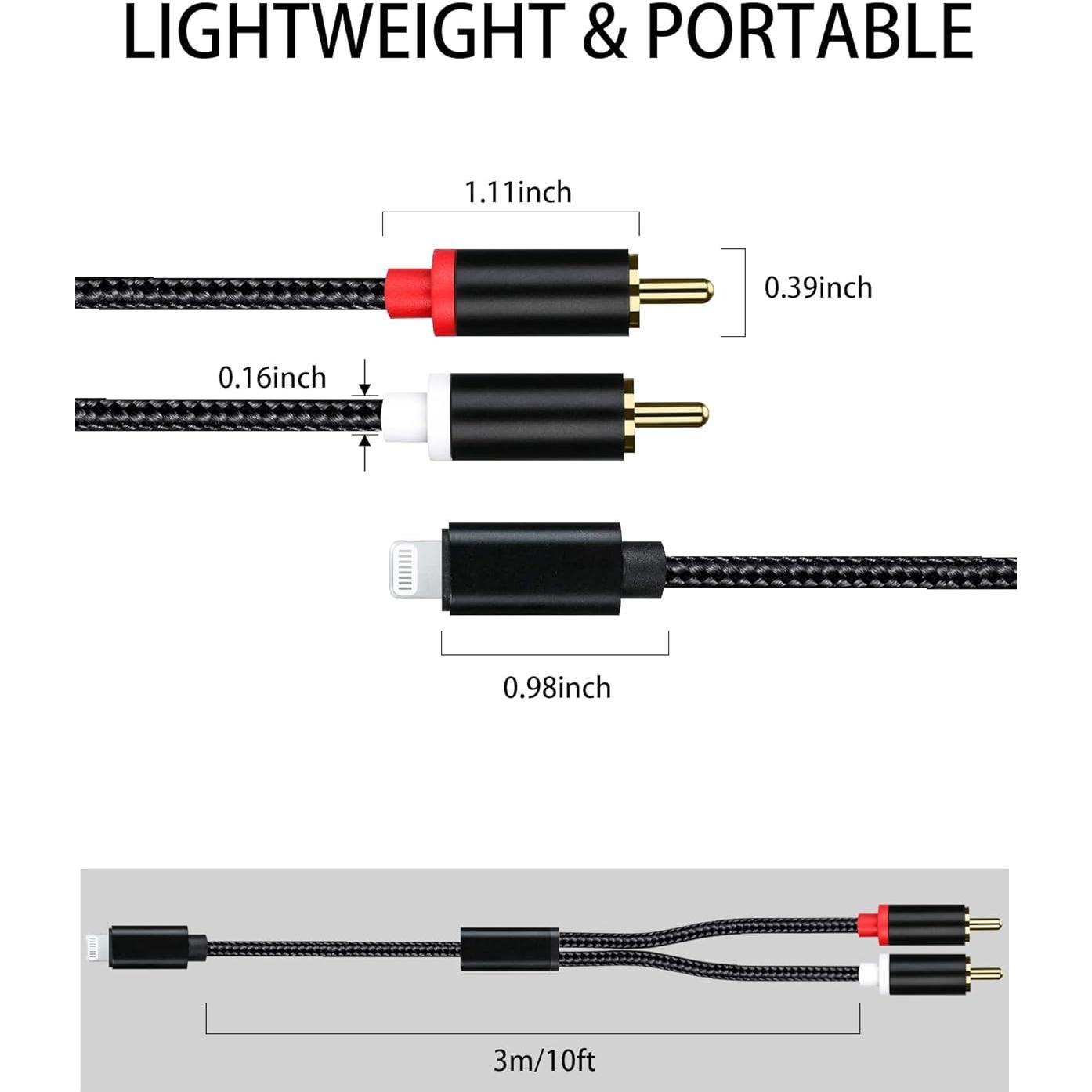 Cable de audio RCA a Lightning RICHUPON 3M MFi para iPhone