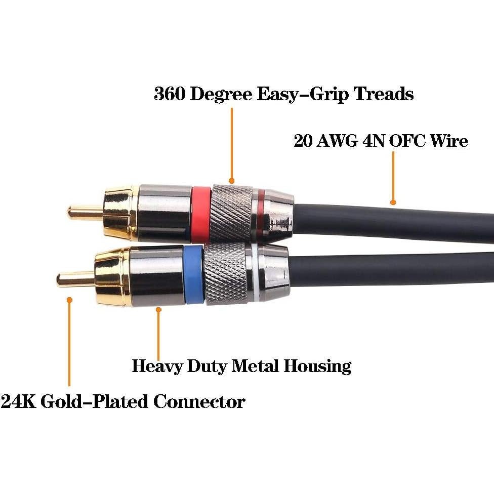 Cable de Audio Tisino 1/4 TRS a Doble RCA 2m