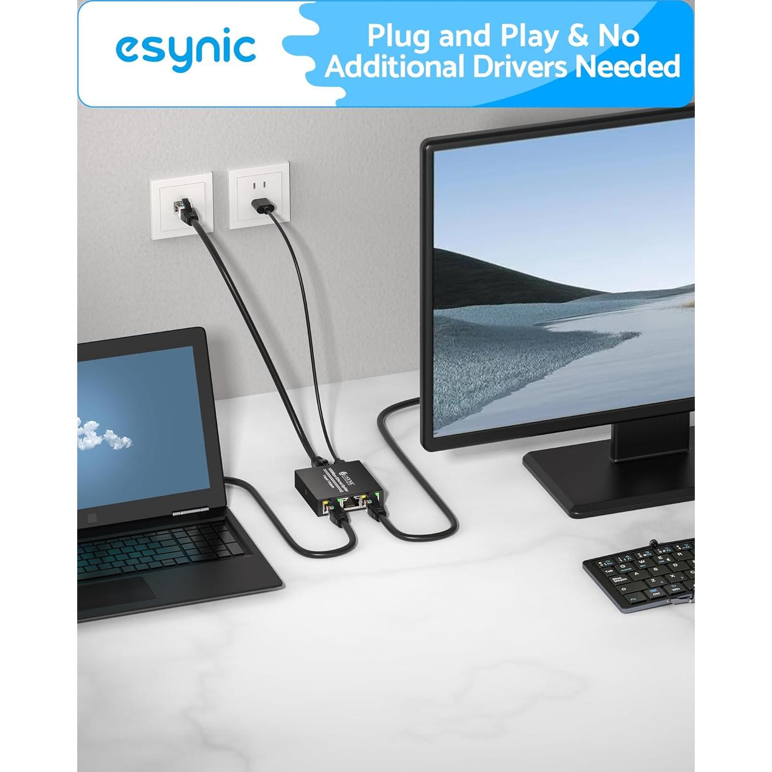 Divisor Ethernet eSynic 1 a 3 RJ45 1000Mbps Metal