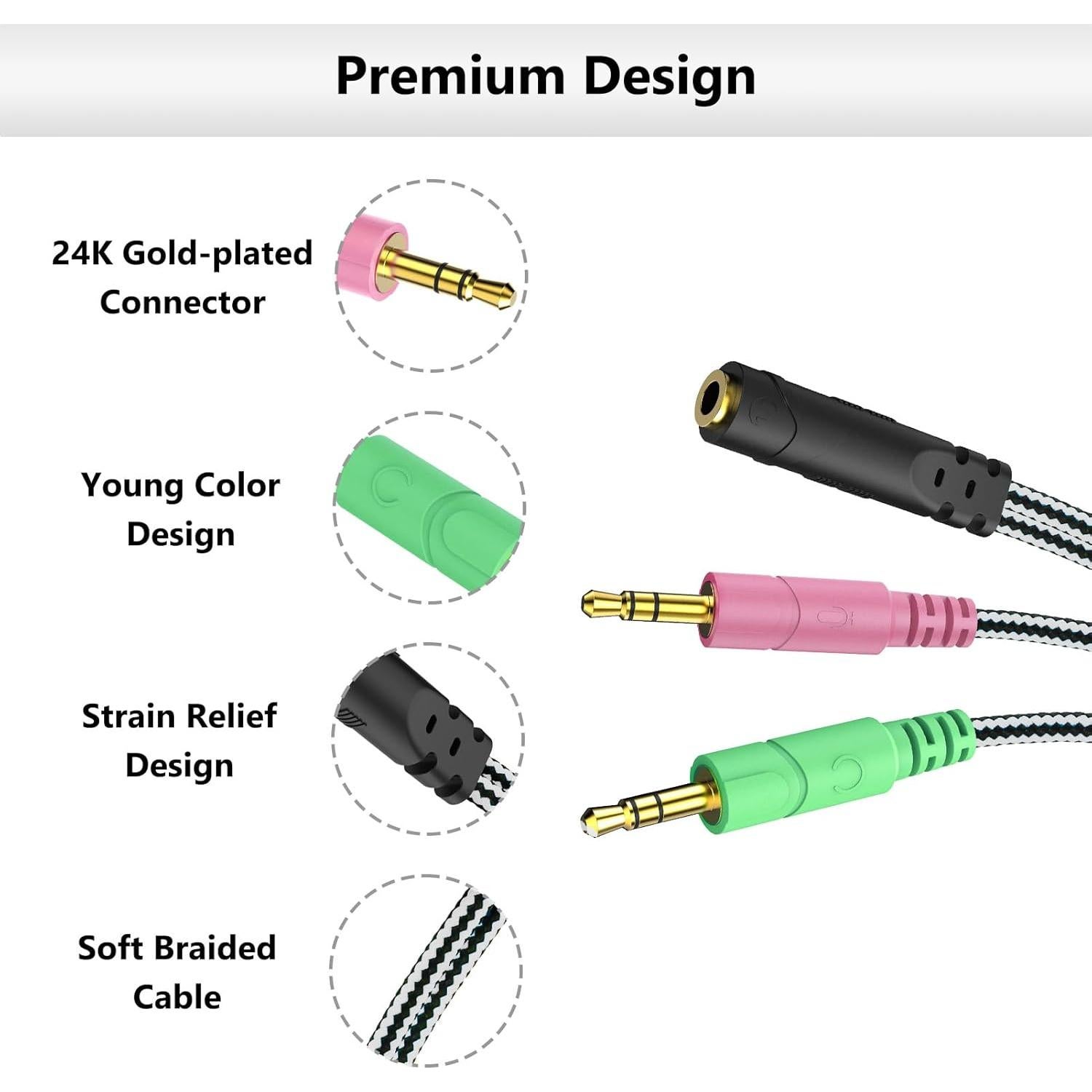 Divisor de Auriculares MillSO 3.5mm TRRS a Doble TRS 20cm