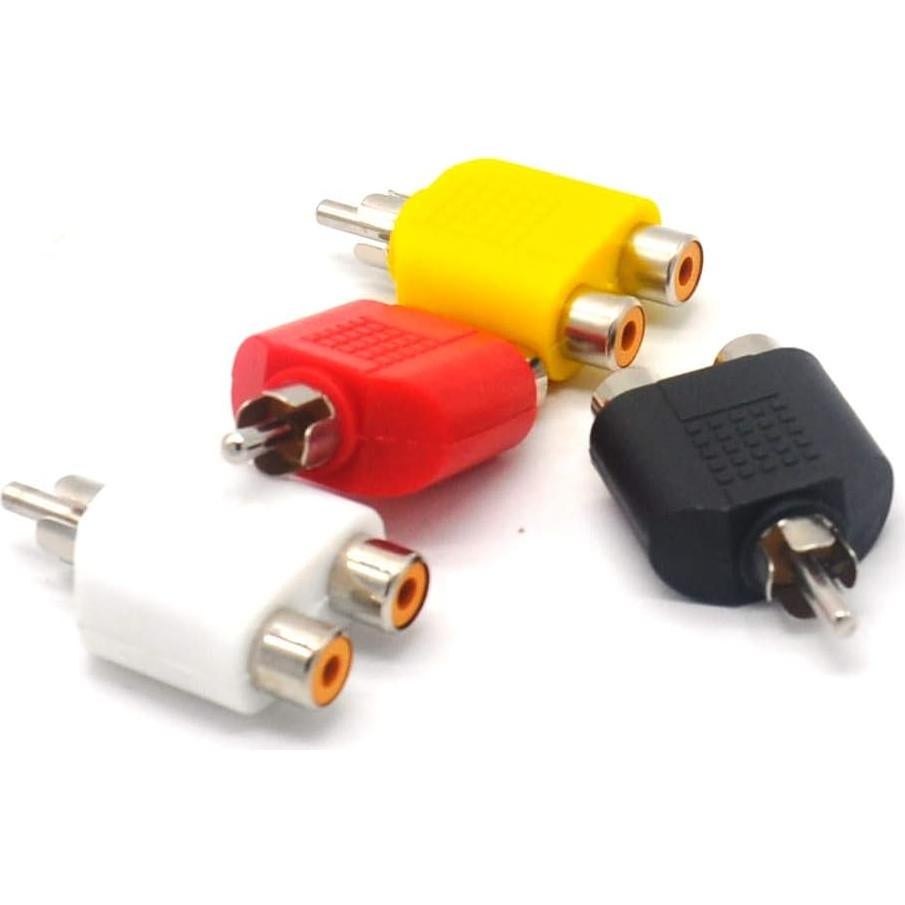 Adaptador RCA Y Splitter Padarsey 2 Hembras a 1 Macho - Paquete de 4