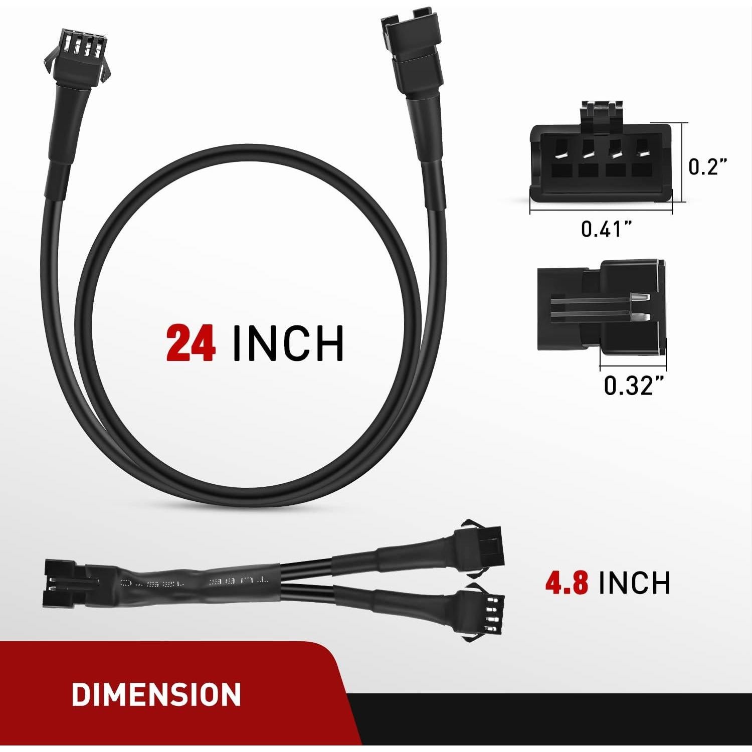 Cable de Extensión Nilight 4PIN 61 cm para Luces LED Motocicleta