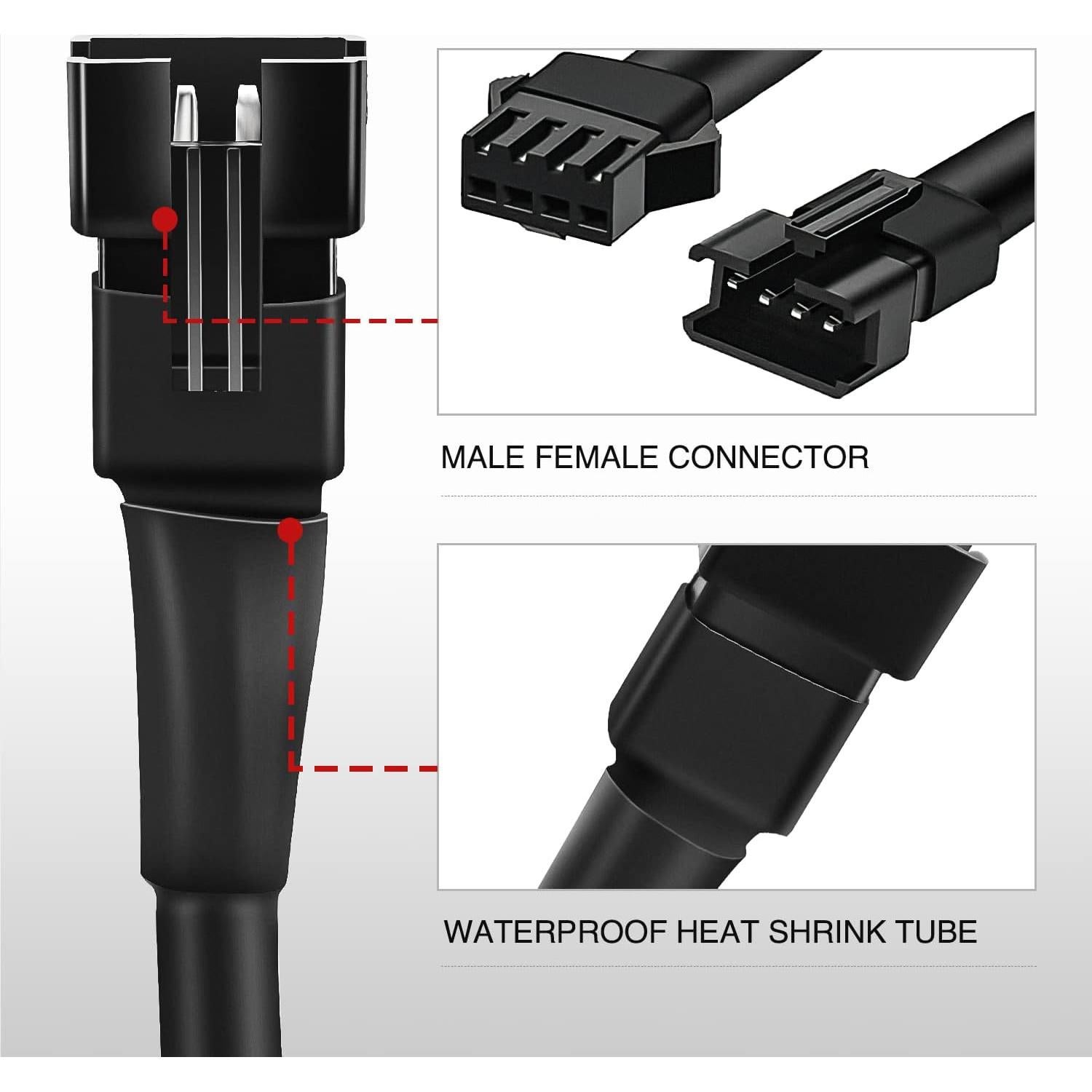 Cable de Extensión Nilight 4PIN 61 cm para Luces LED Motocicleta