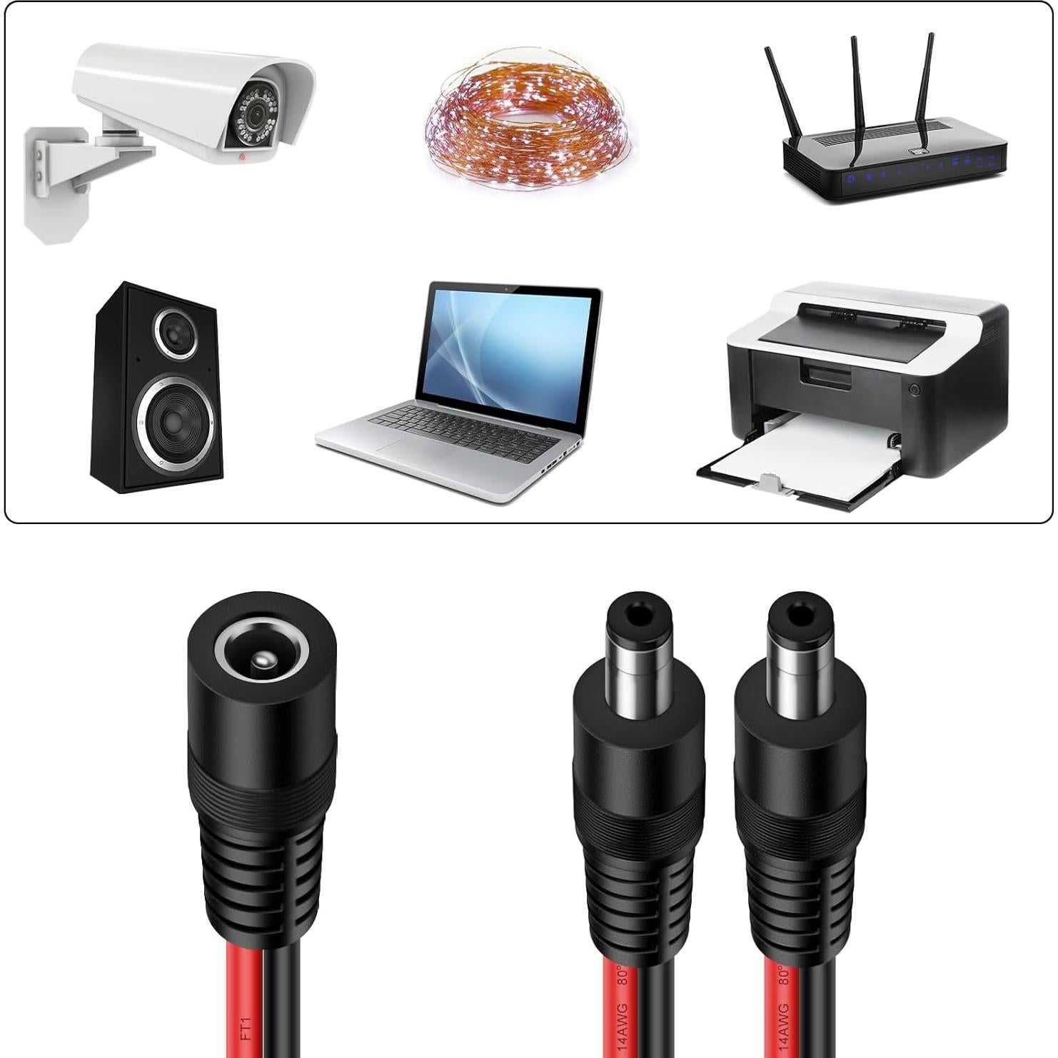 Divisor de Alimentación DC 5.5mm iGreely 1Hembra 2Machos 45cm