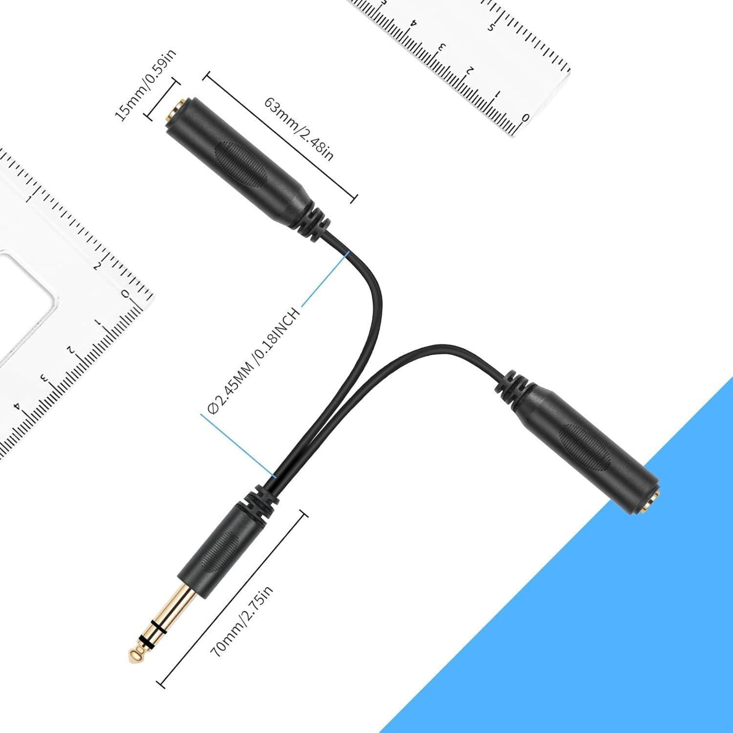 Cable Y-splitter estéreo 6.35mm SiYear 0.15m macho a 2 hembra