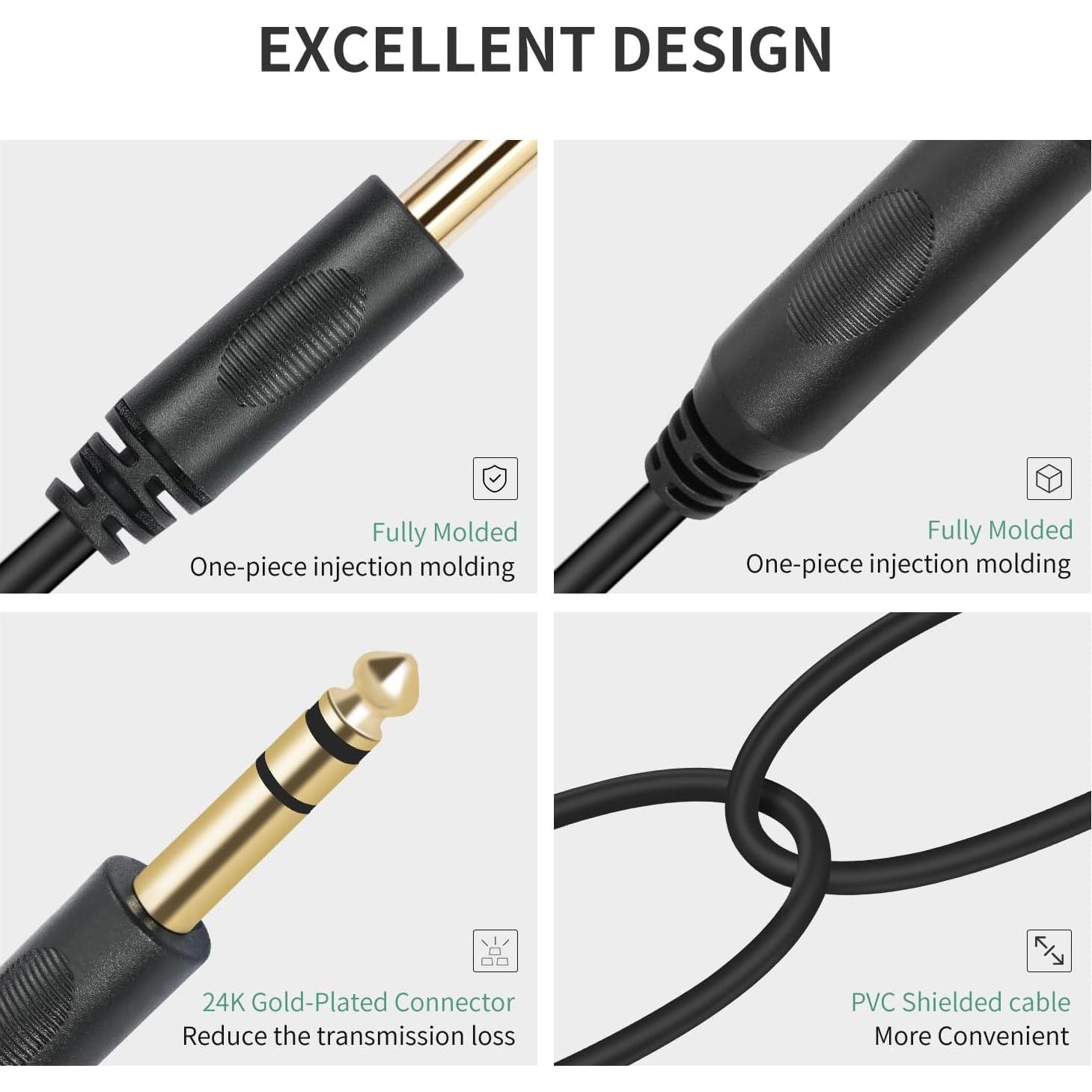 Cable Y-splitter estéreo 6.35mm SiYear 0.15m macho a 2 hembra