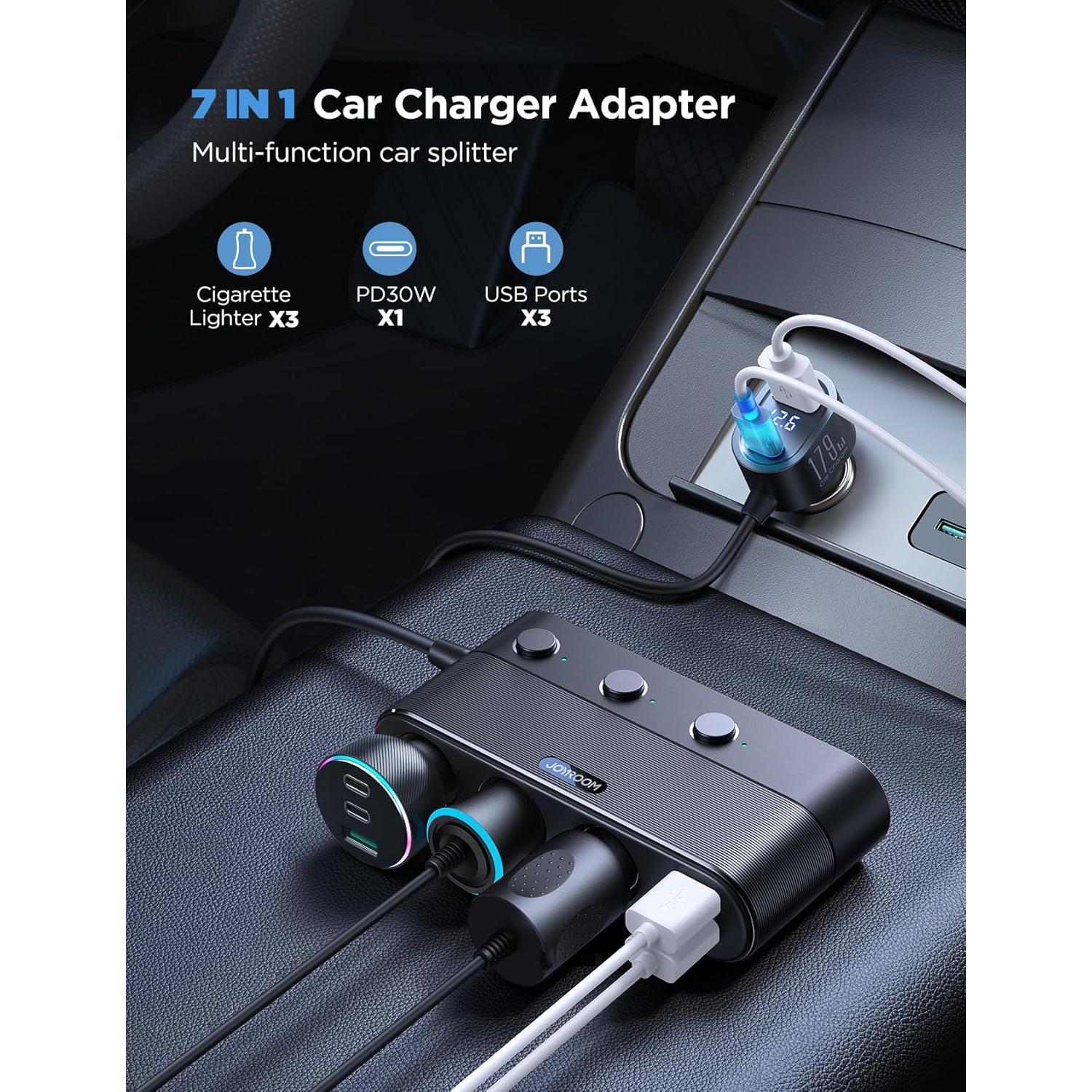 Adaptador de Encendedor de Cigarrillos JOYROOM 179W Carga Rápida