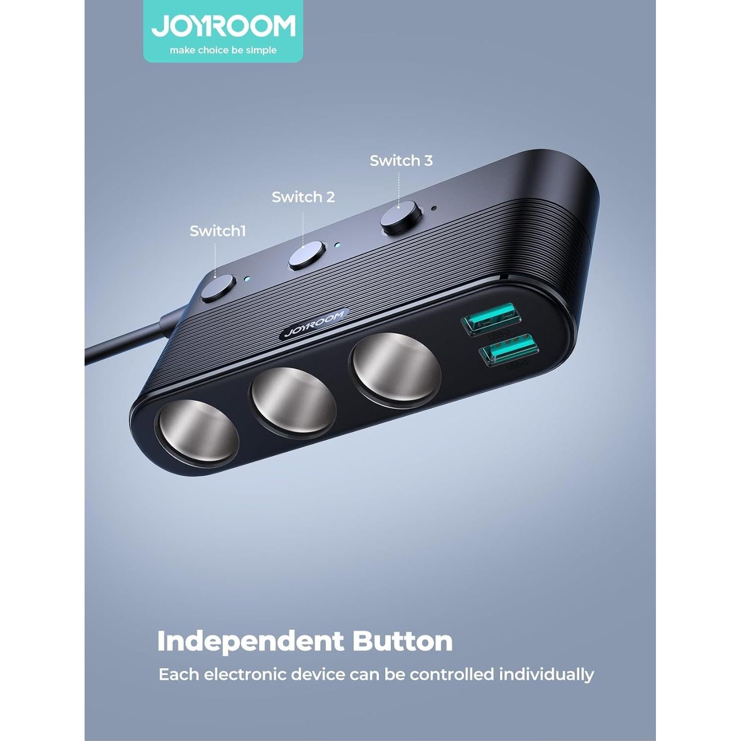 Adaptador de Encendedor de Cigarrillos JOYROOM 179W Carga Rápida