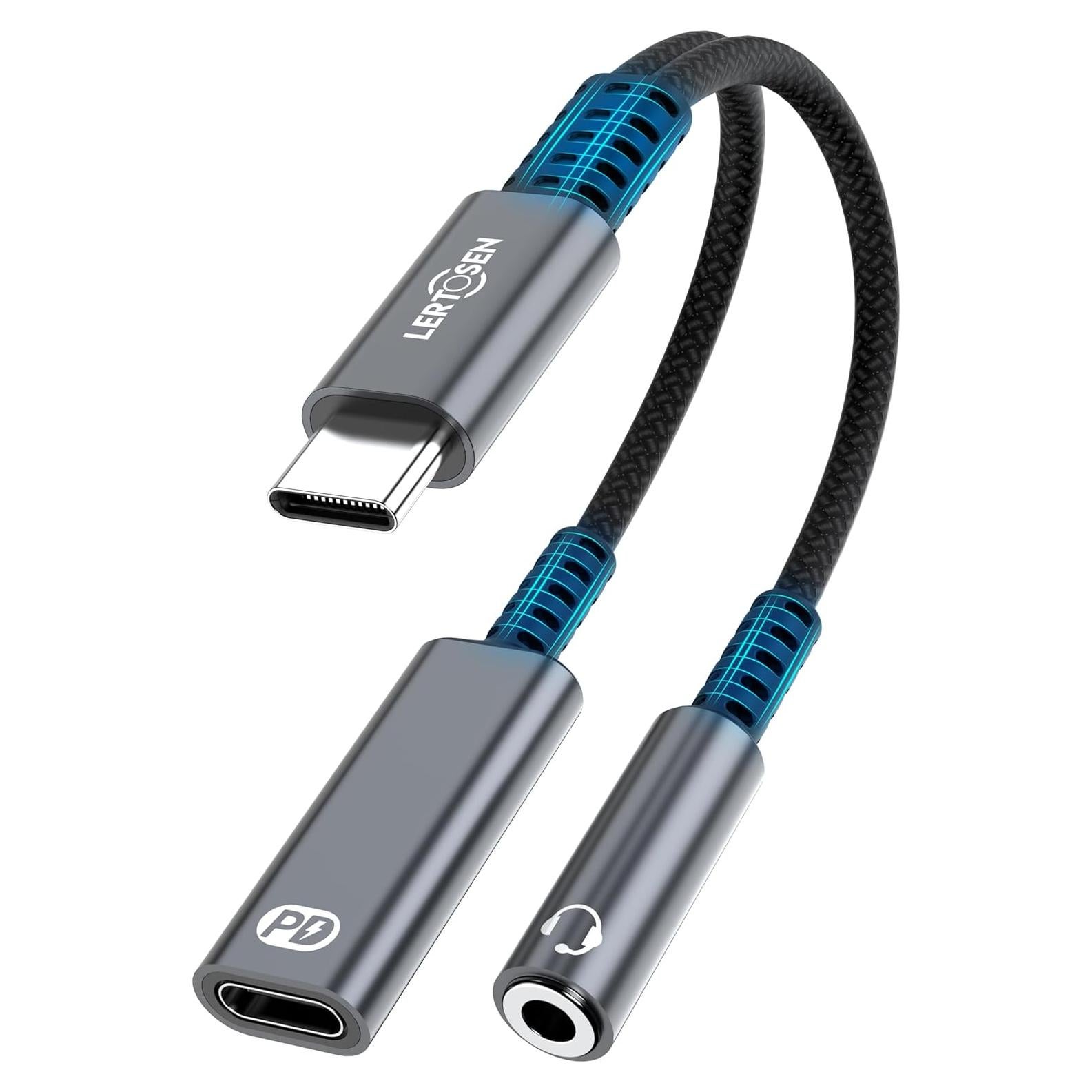 Adaptador USB C a 3.5mm y Cargador Lertosen LTS-A15