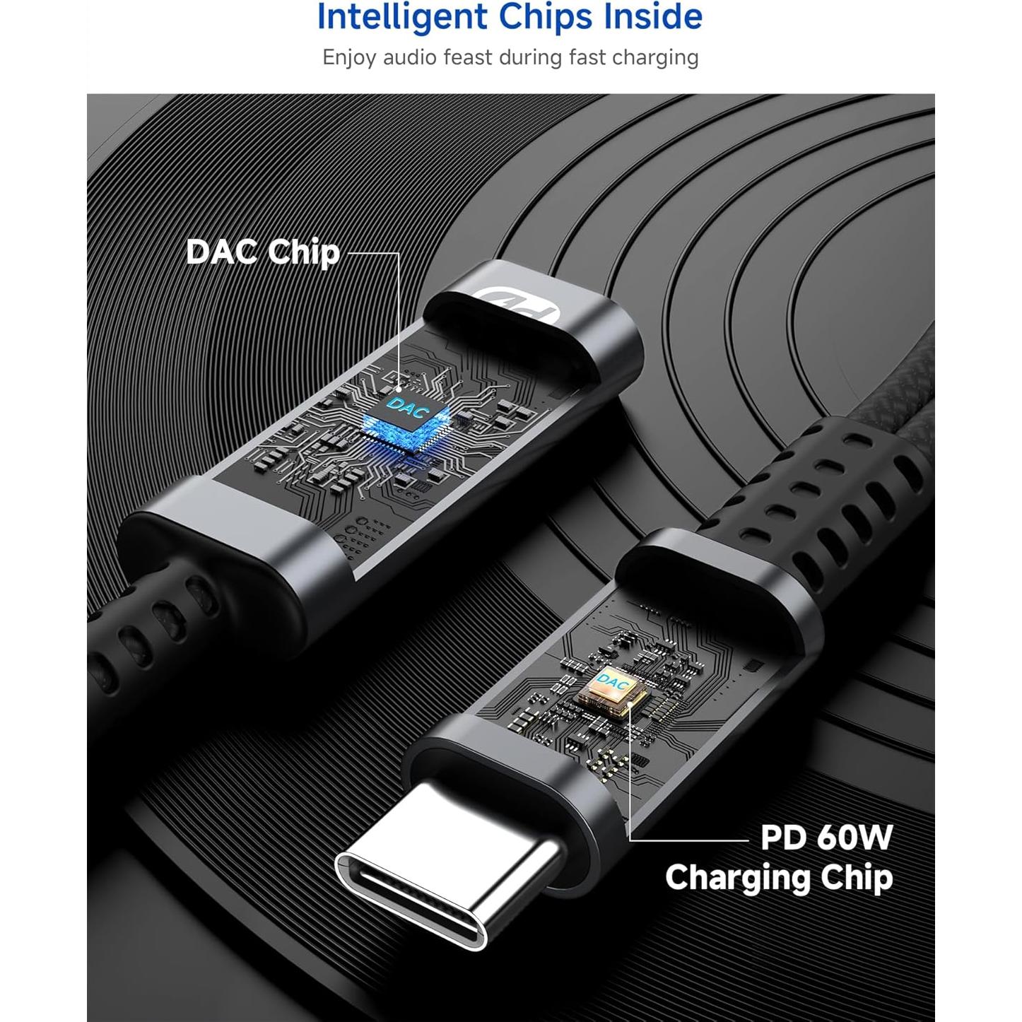 Adaptador USB C a 3.5mm y Cargador Lertosen LTS-A15