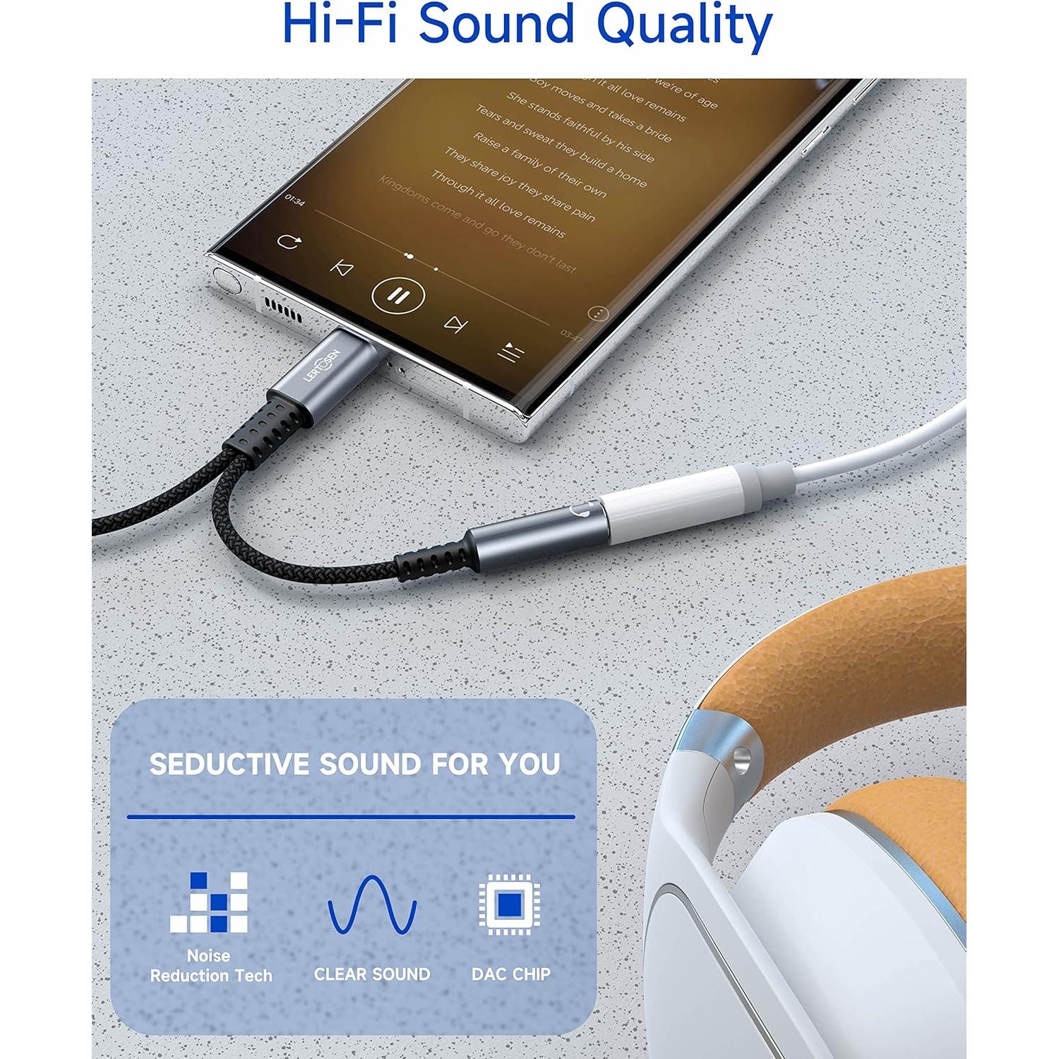 Adaptador USB C a 3.5mm y Cargador Lertosen LTS-A15