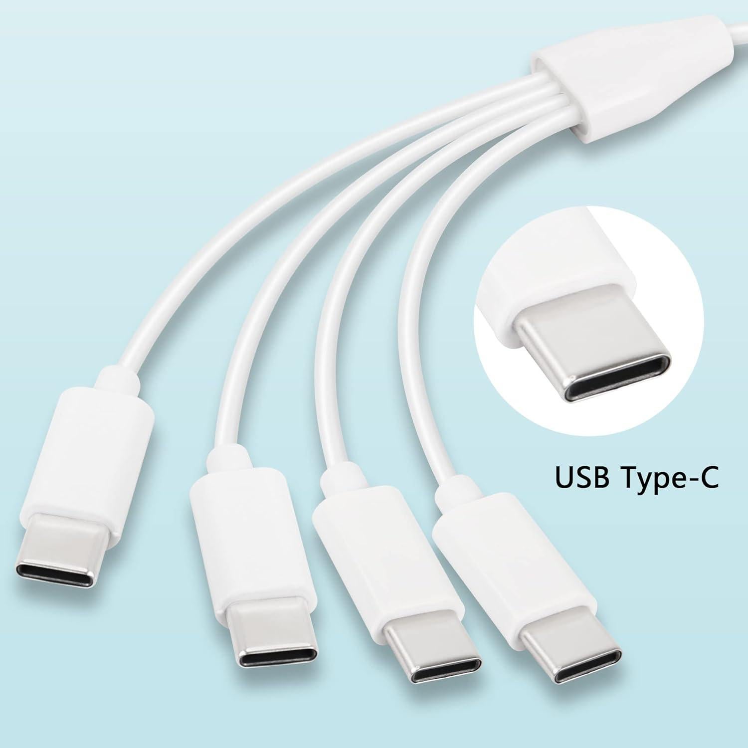 Cable Divisor USB C 4 en 1 GELRHONR 0.5M Blanco
