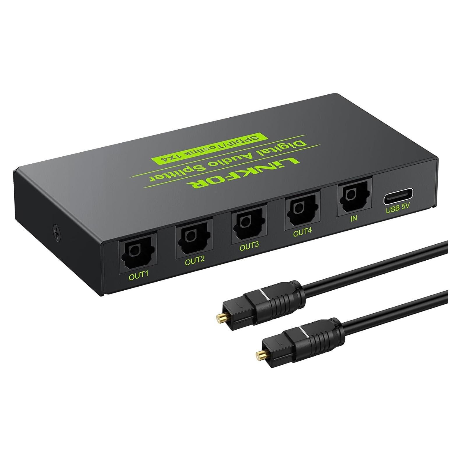 Divisor Óptico Digital 1x4 LiNKFOR SPDIF Toslink Aluminio