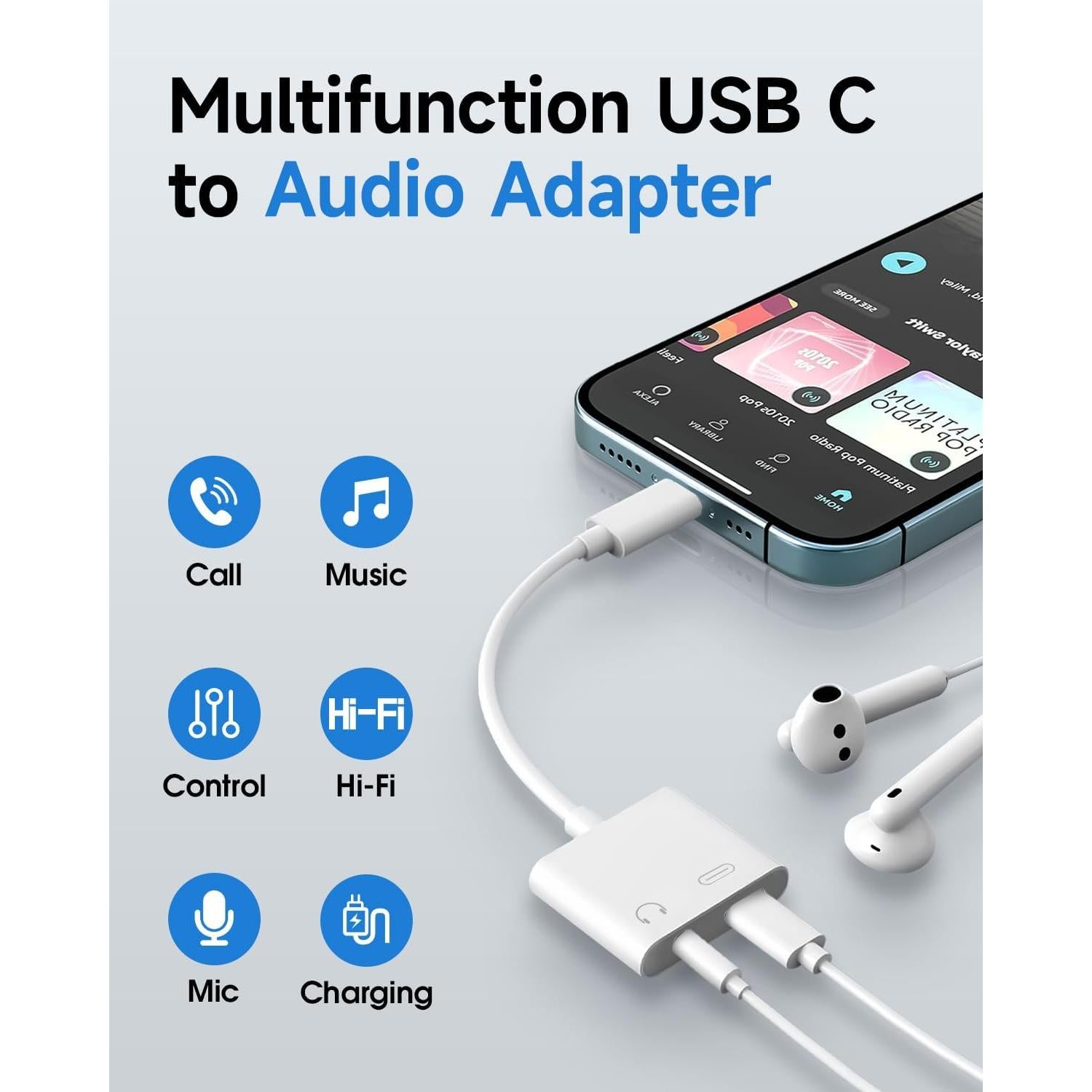Adaptador USB C a 3.5mm y Cargador Criello - Paquete de 2
