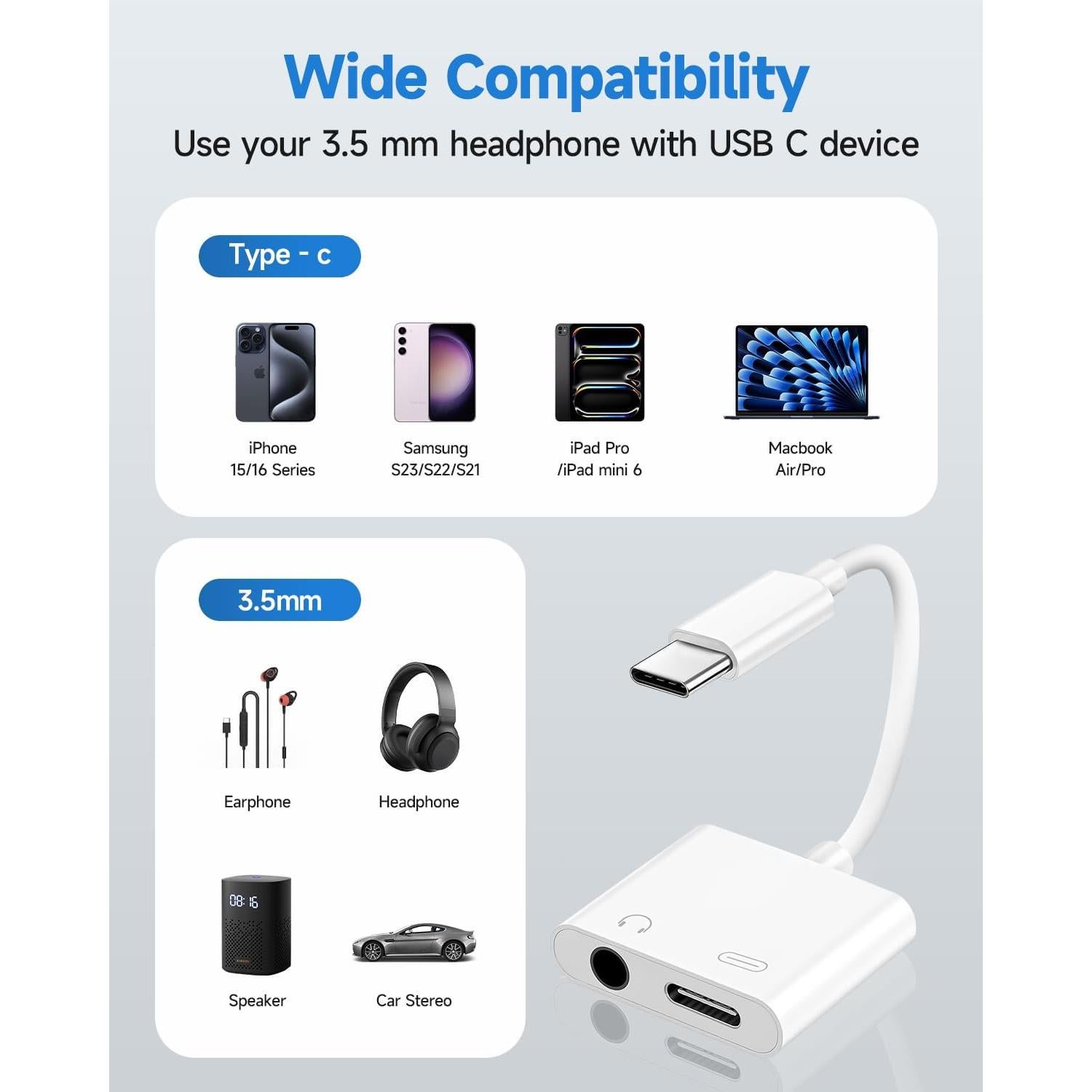 Adaptador USB C a 3.5mm y Cargador Criello - Paquete de 2