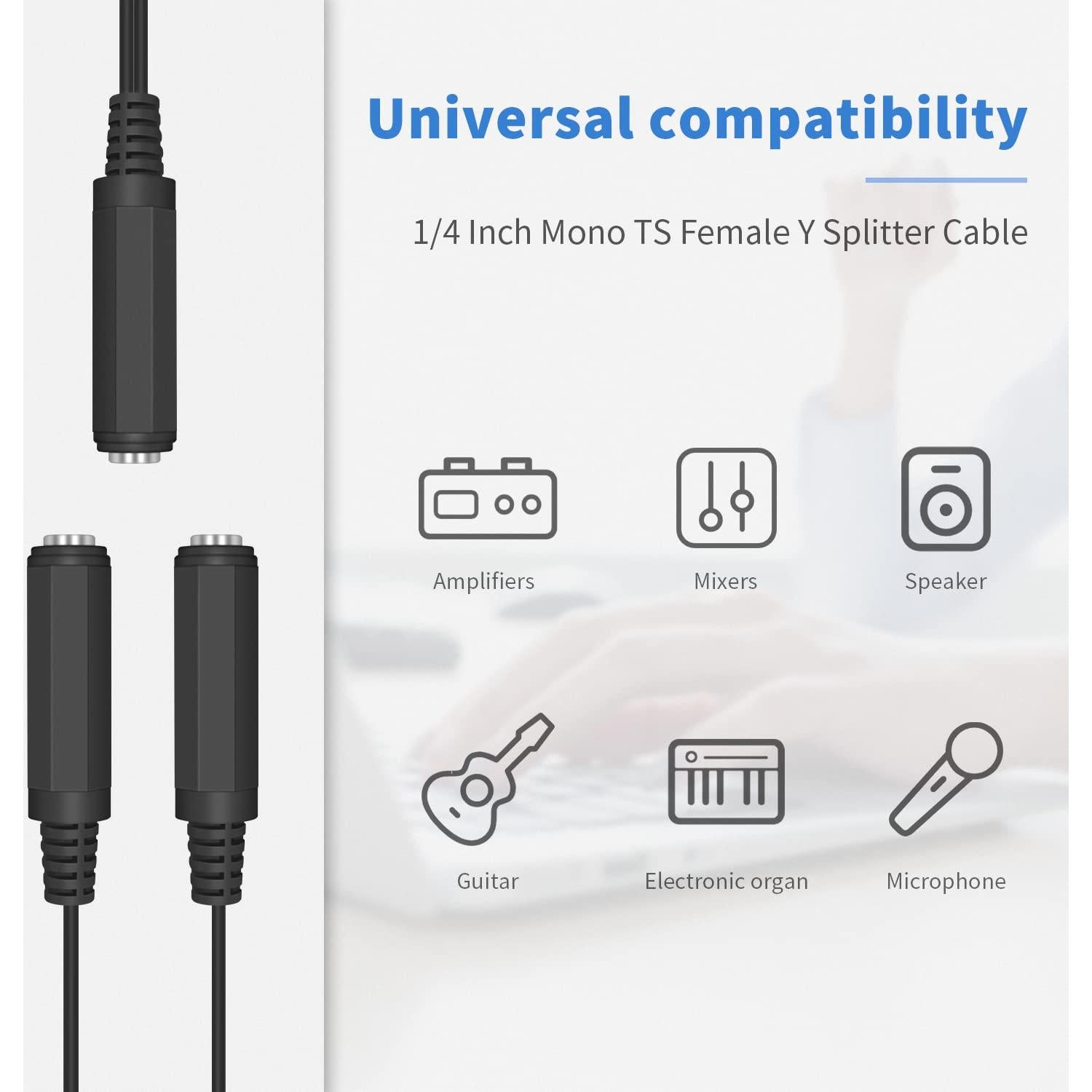 Cable divisor Y de guitarra Duttek 6.35mm 20cm mono TS