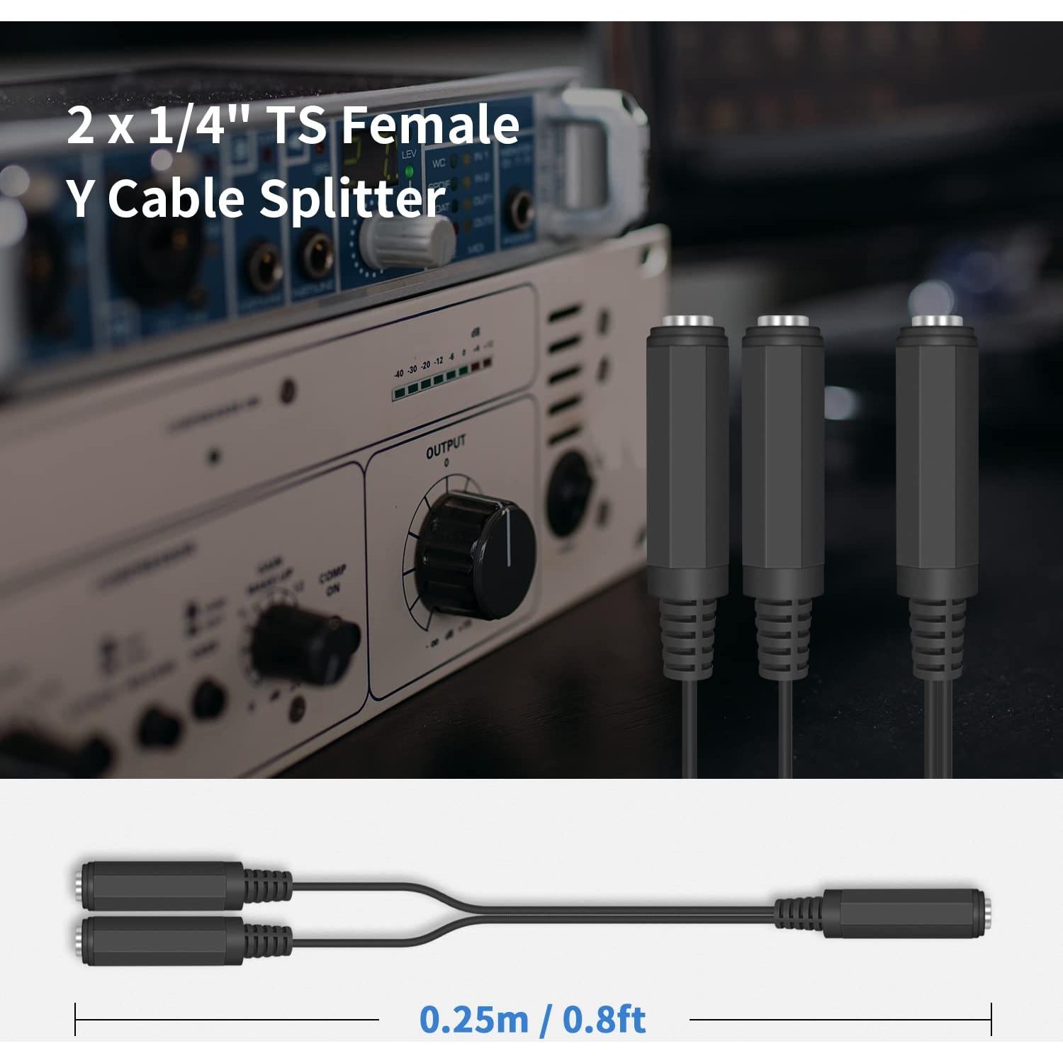 Cable divisor Y de guitarra Duttek 6.35mm 20cm mono TS