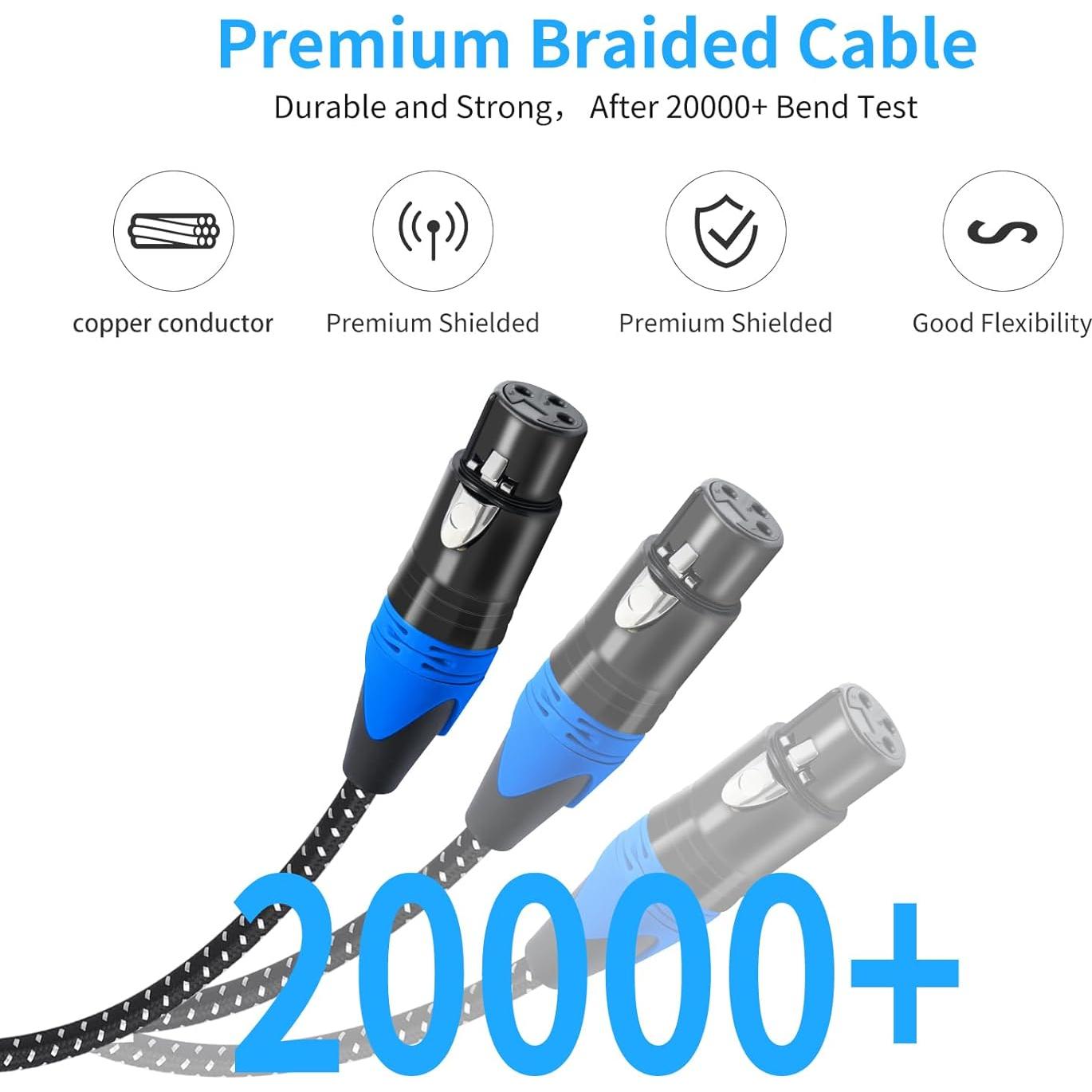 Cable divisor Y XLR hembra a 2 machos DETAME 0.61 m